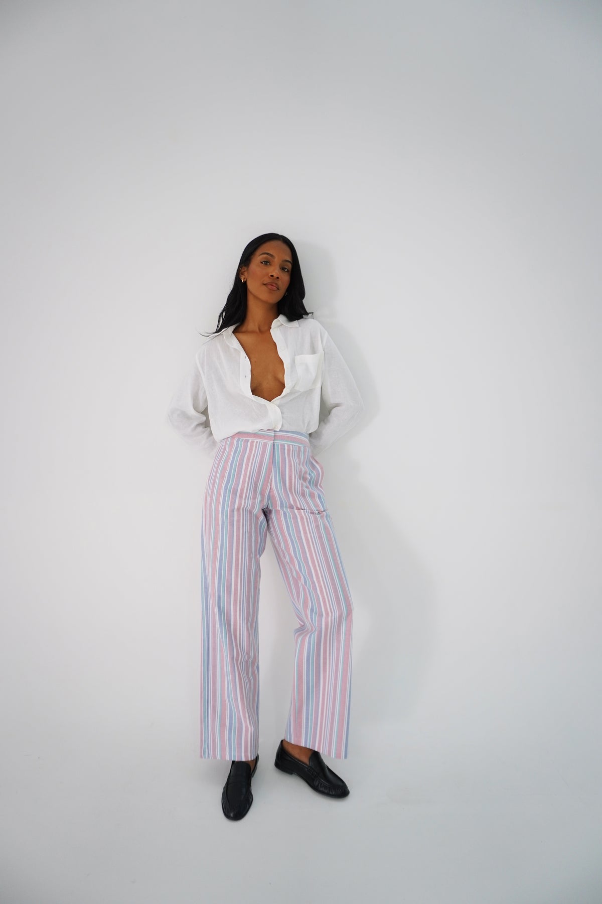 Pantalón vintage rayas azules