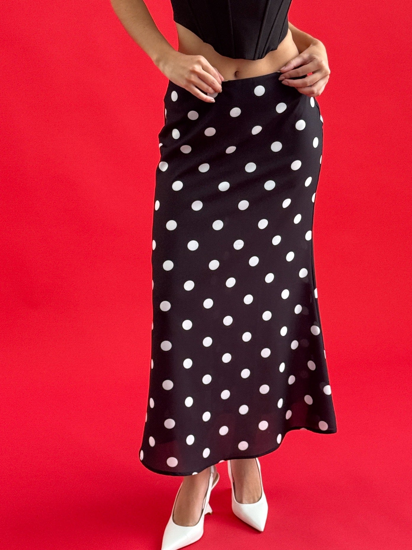 Falda polka dots negro