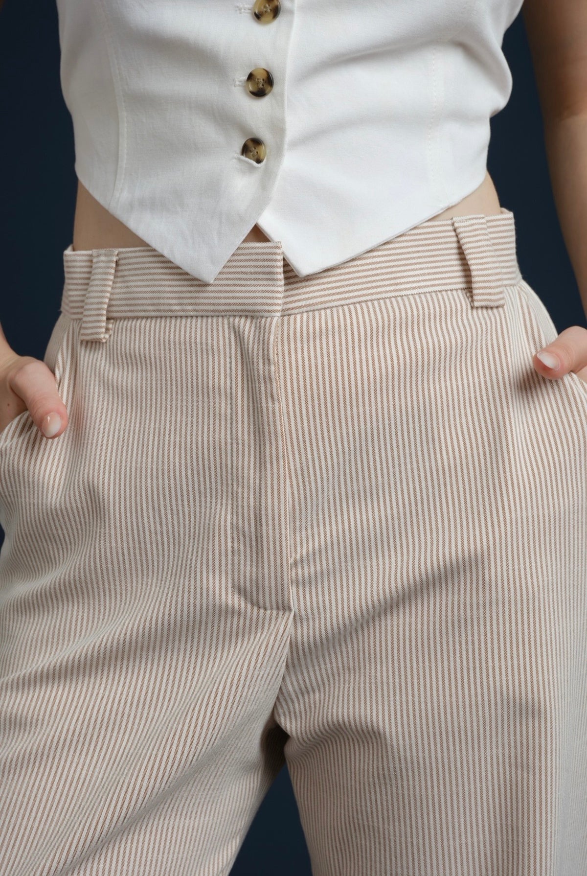 Pantalón clásico rayas naranja
