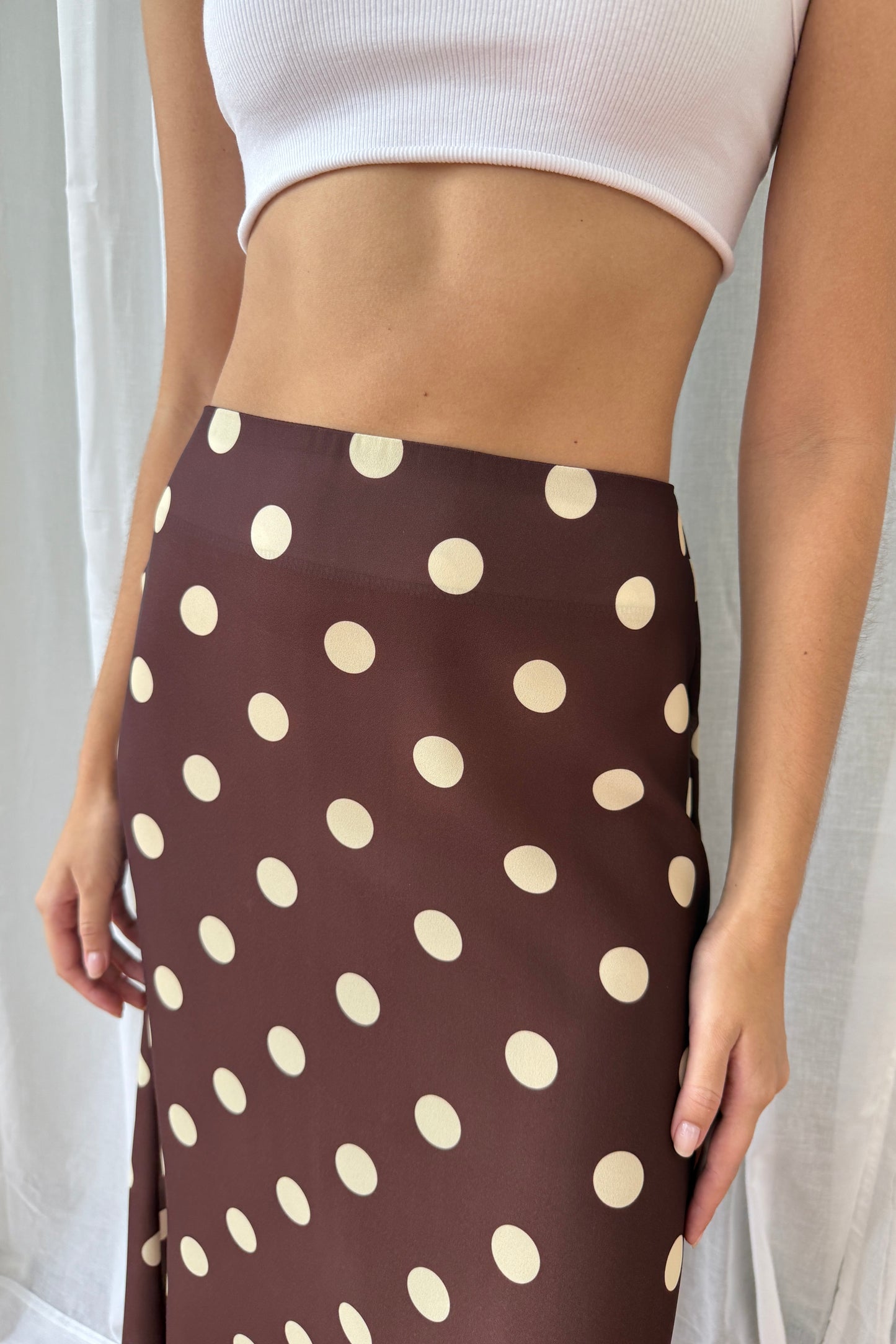 Falda polka dots marron/amarrillo