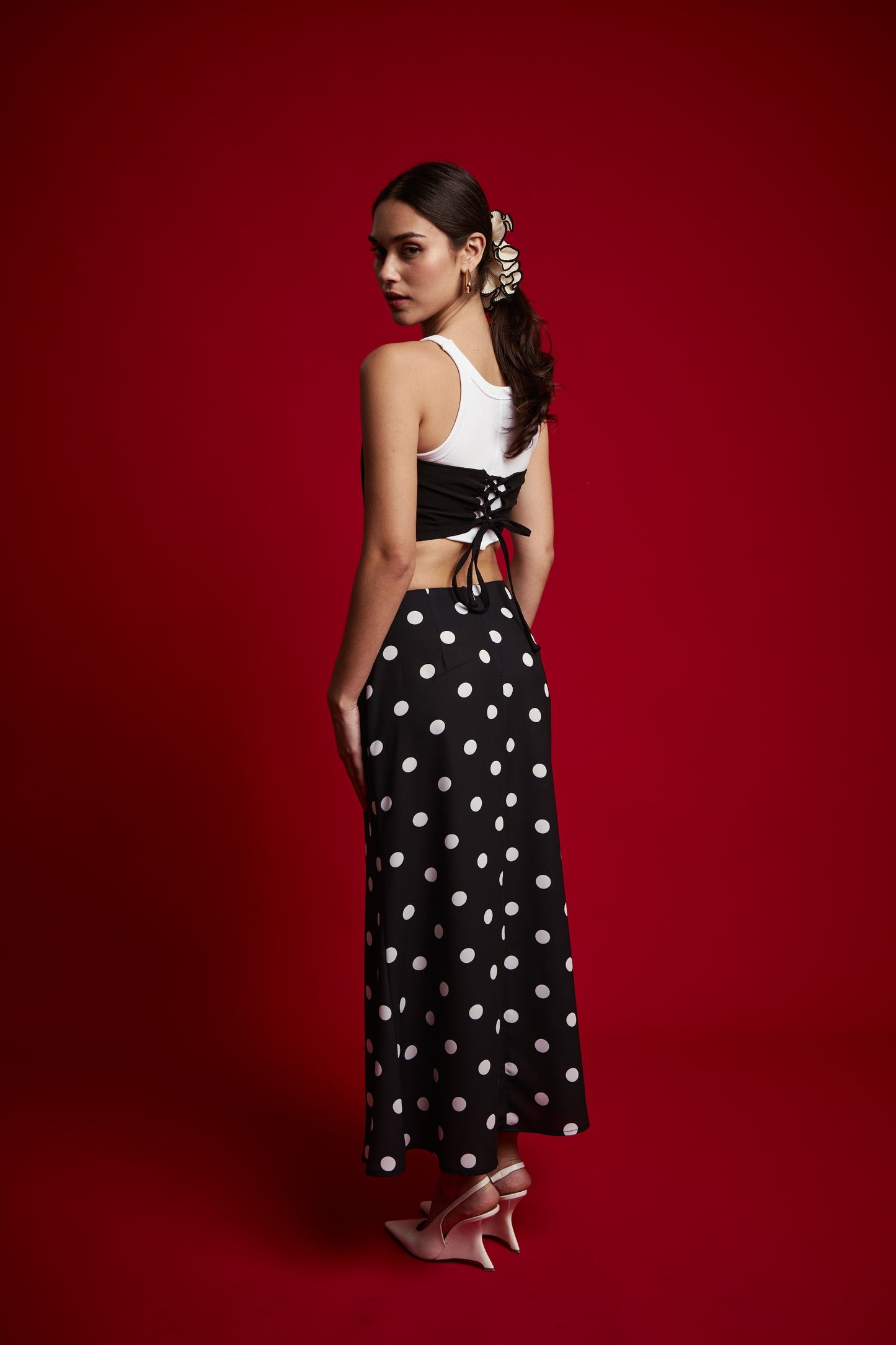 Falda polka dots negro