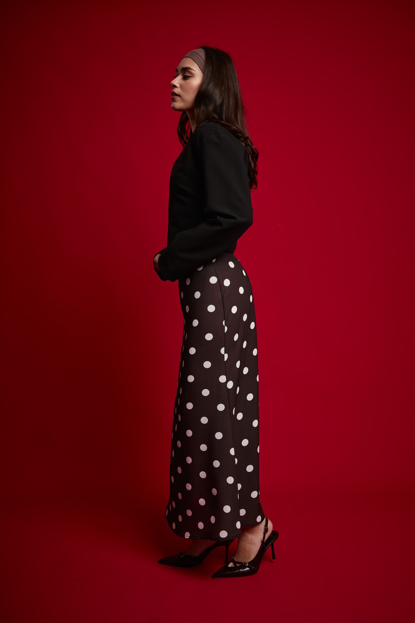 Falda polka dots marrón