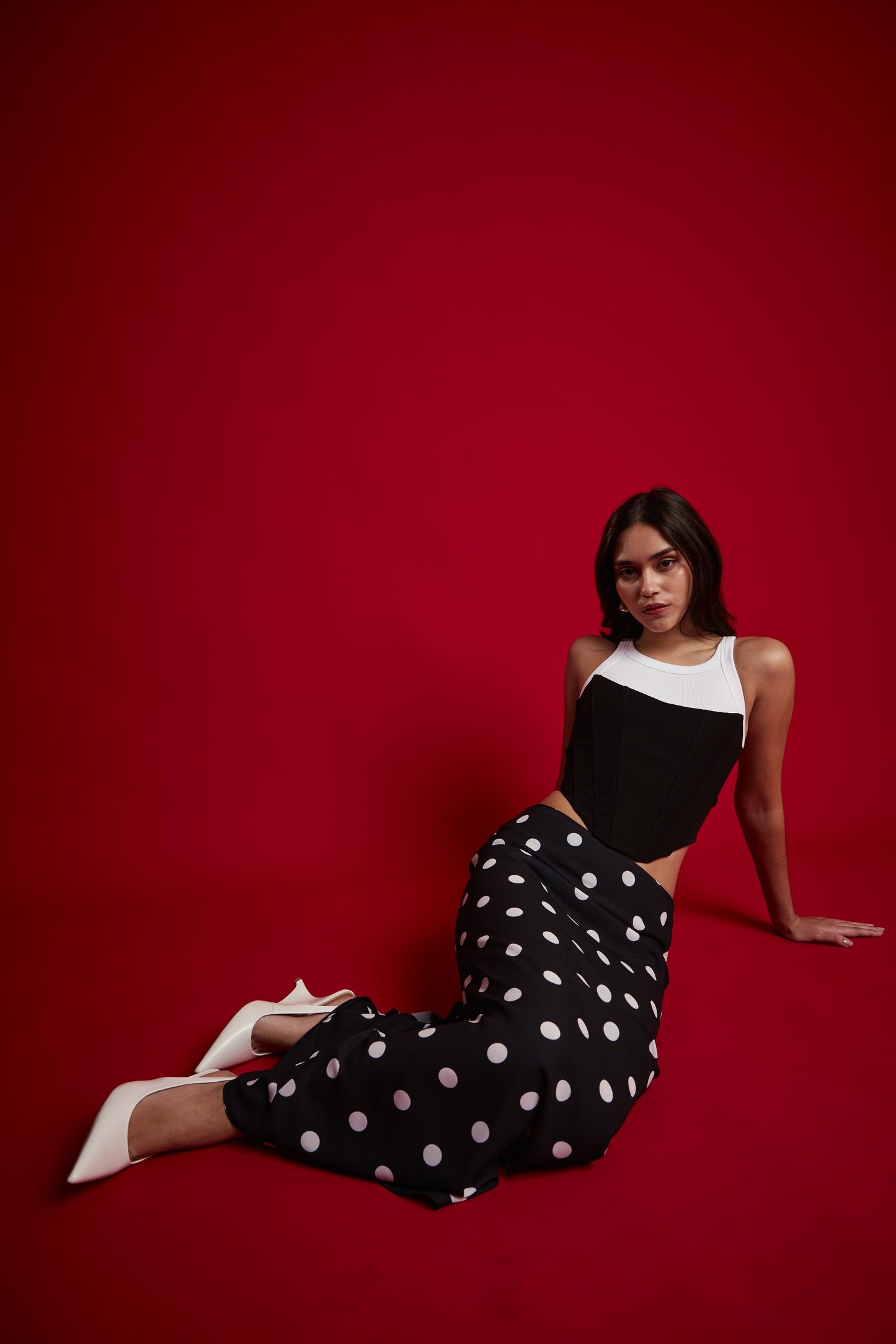 Falda polka dots negro