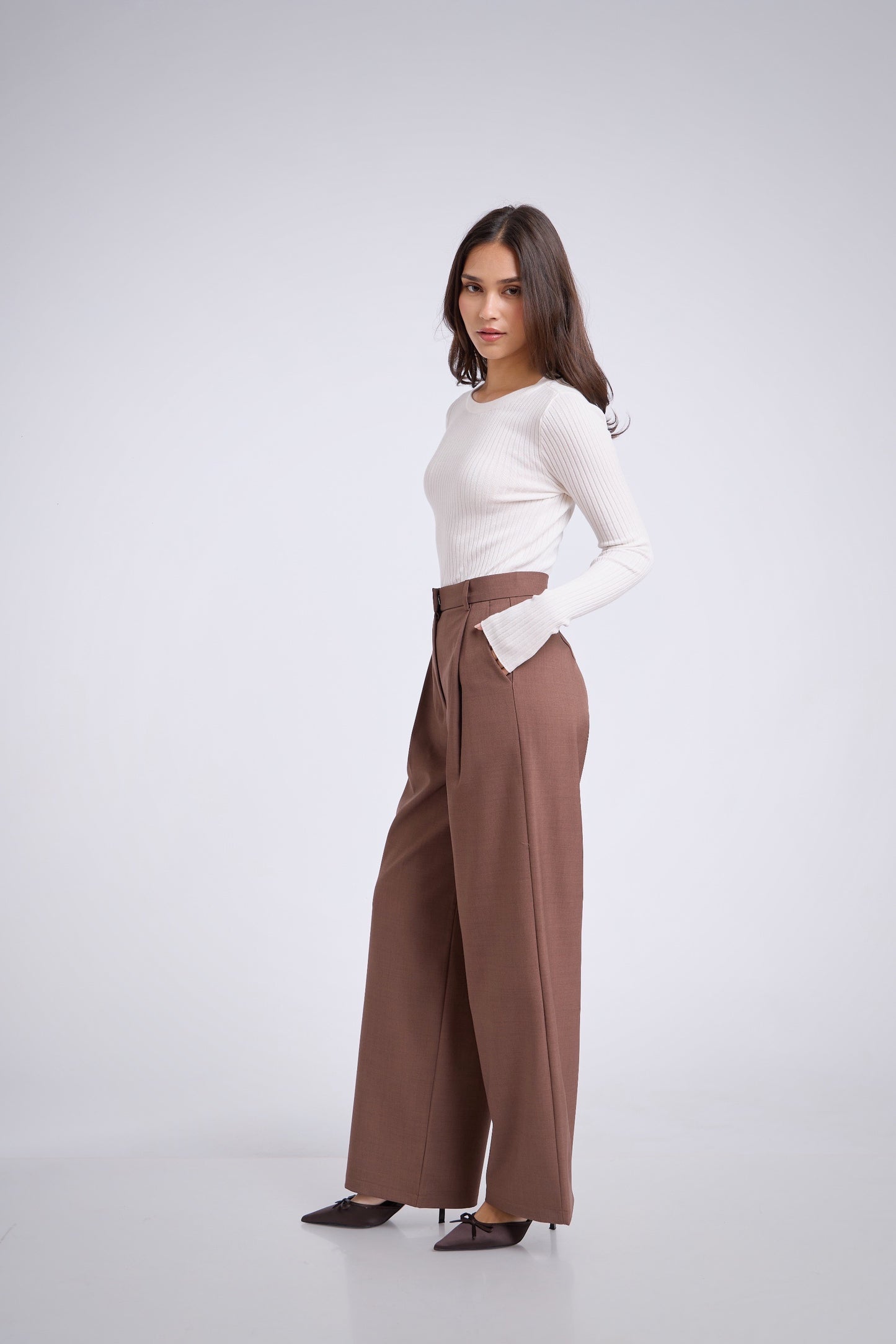 Pantalón de sastre marron claro - 1 pinza