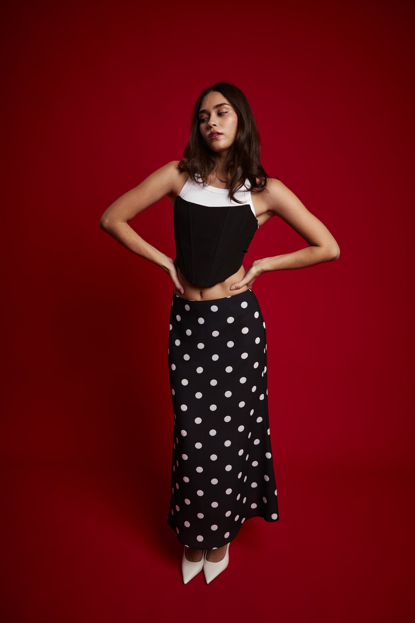 Falda polka dots negro