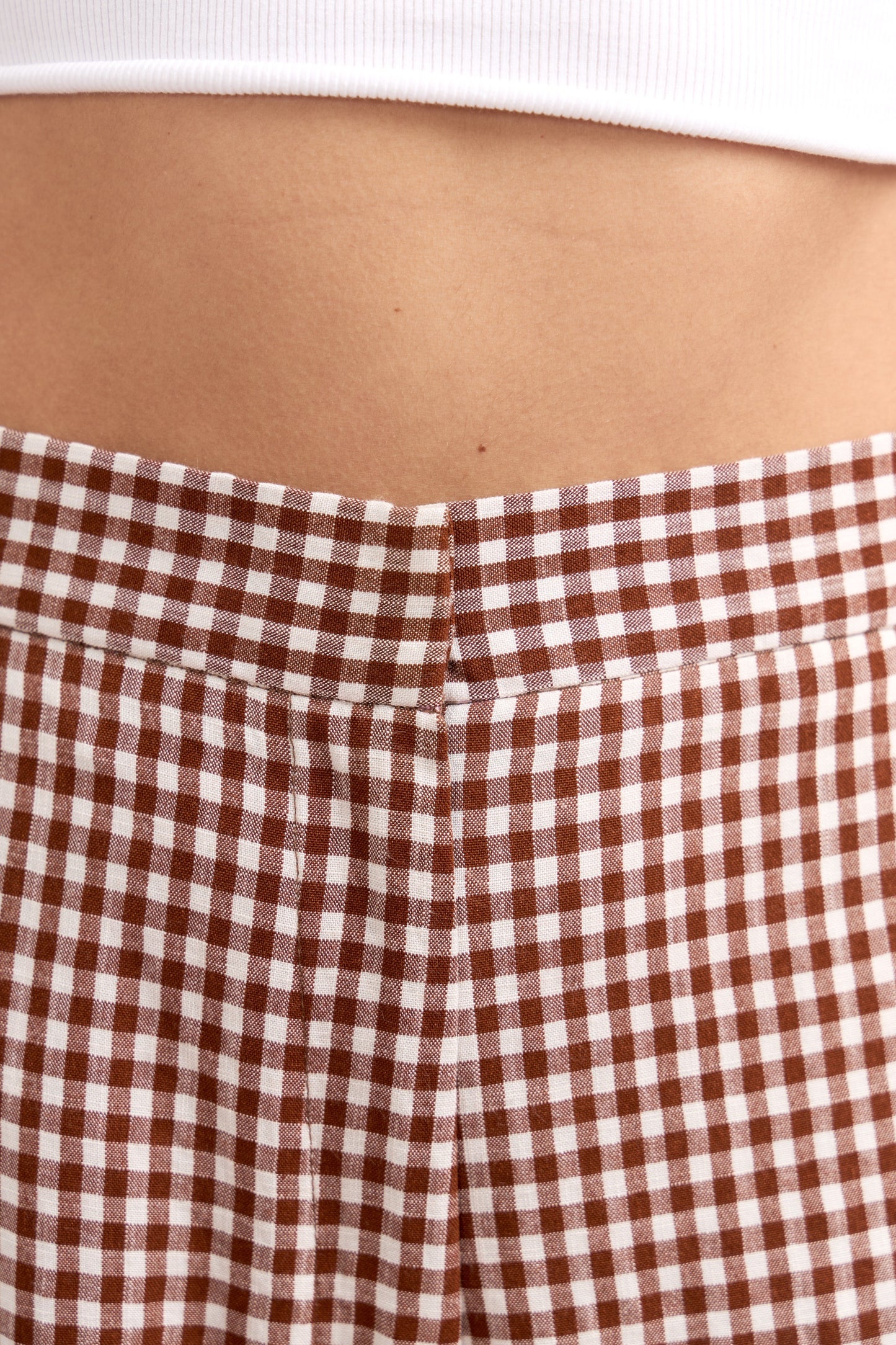 Pantalón clásico vichy canela