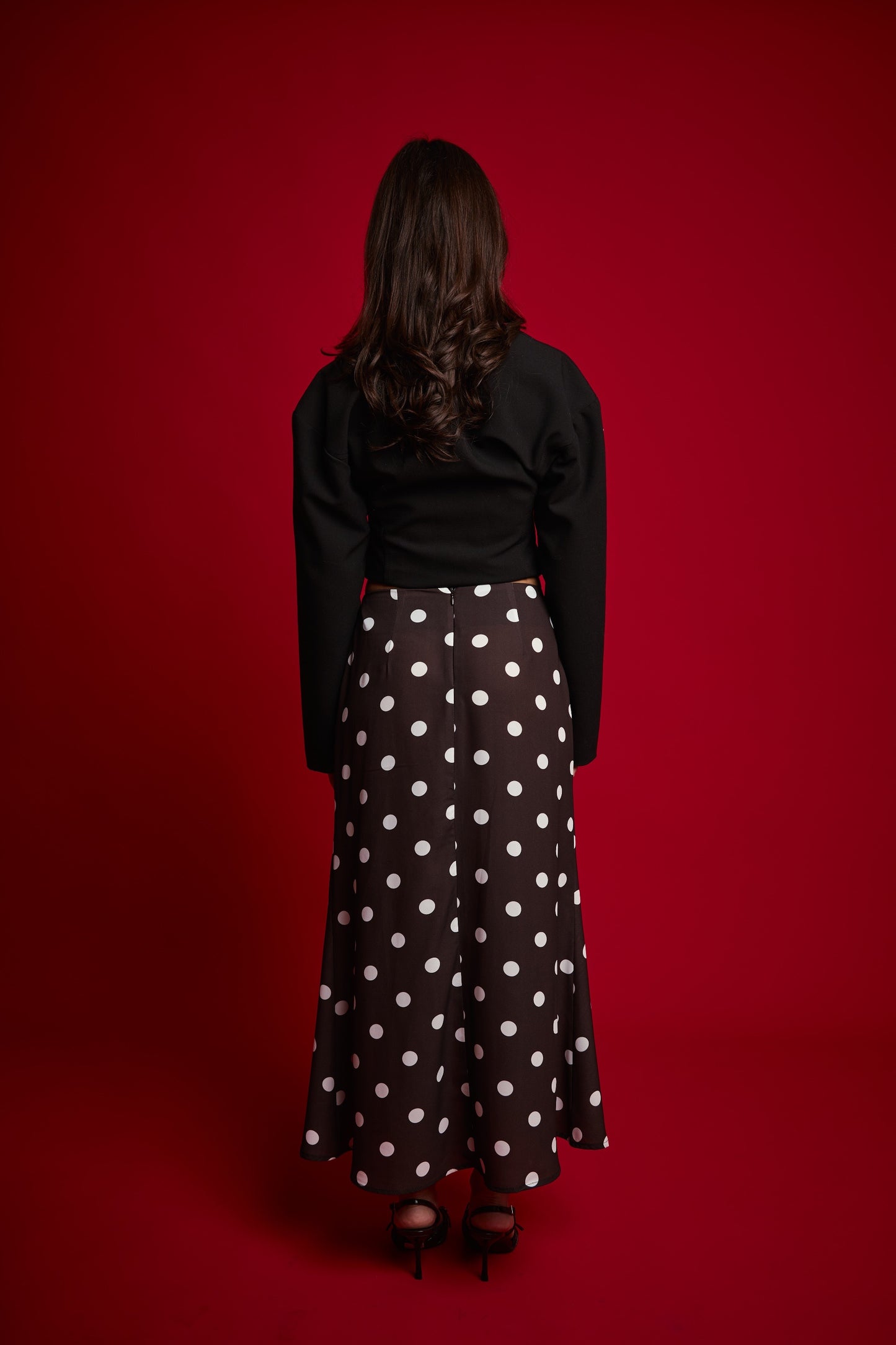 Falda polka dots marrón