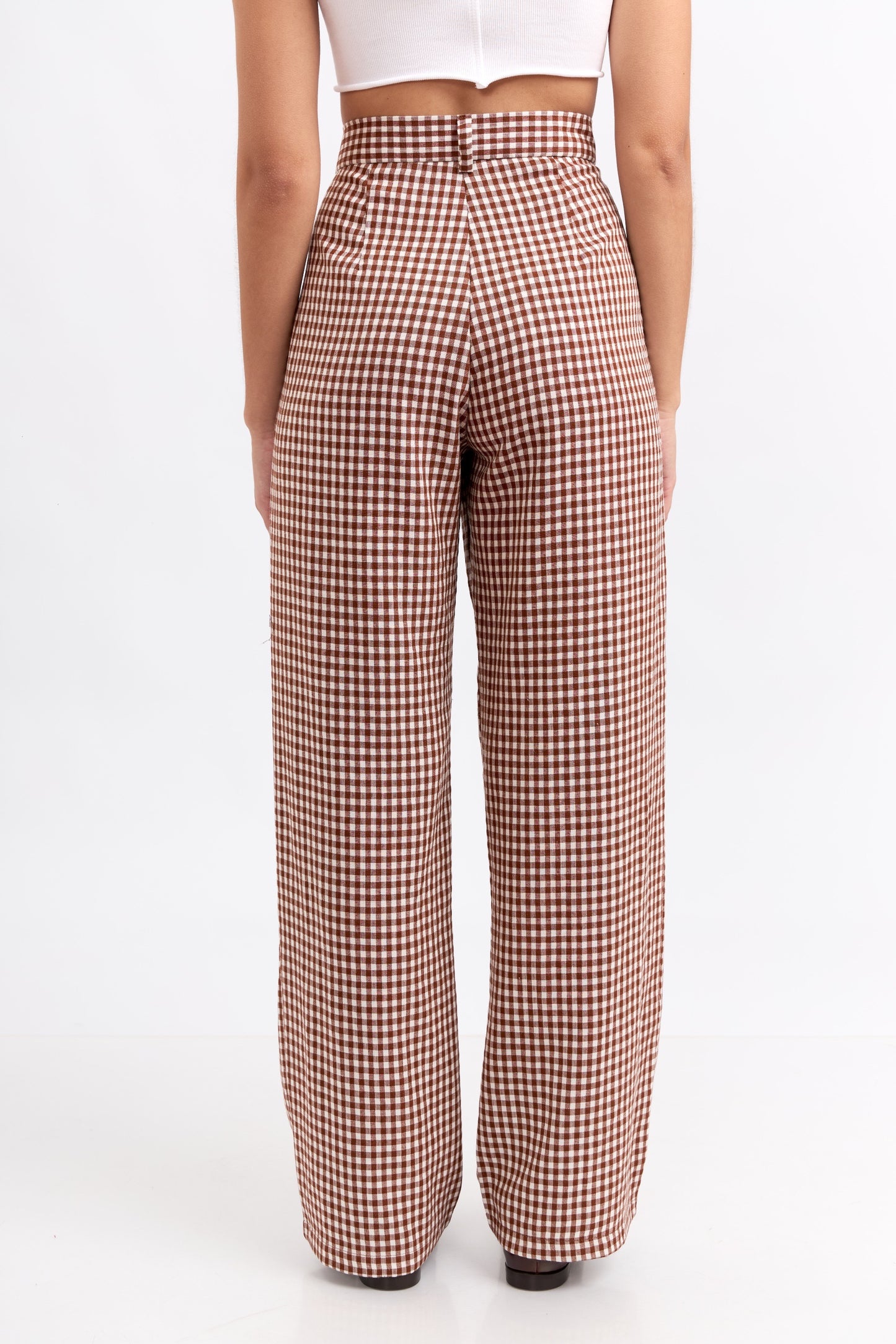 Pantalón clásico vichy canela