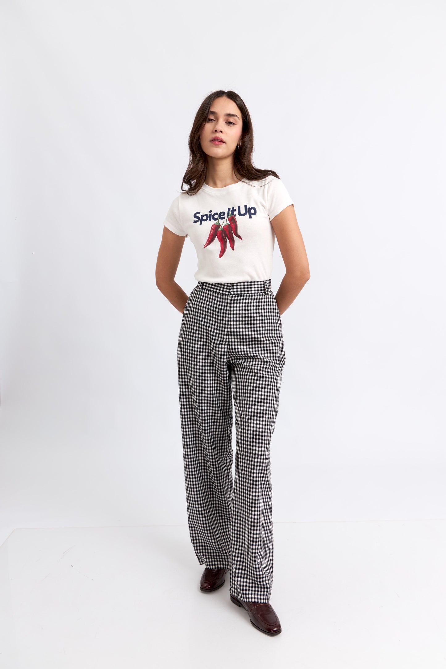 Pantalón clásico vichy negro