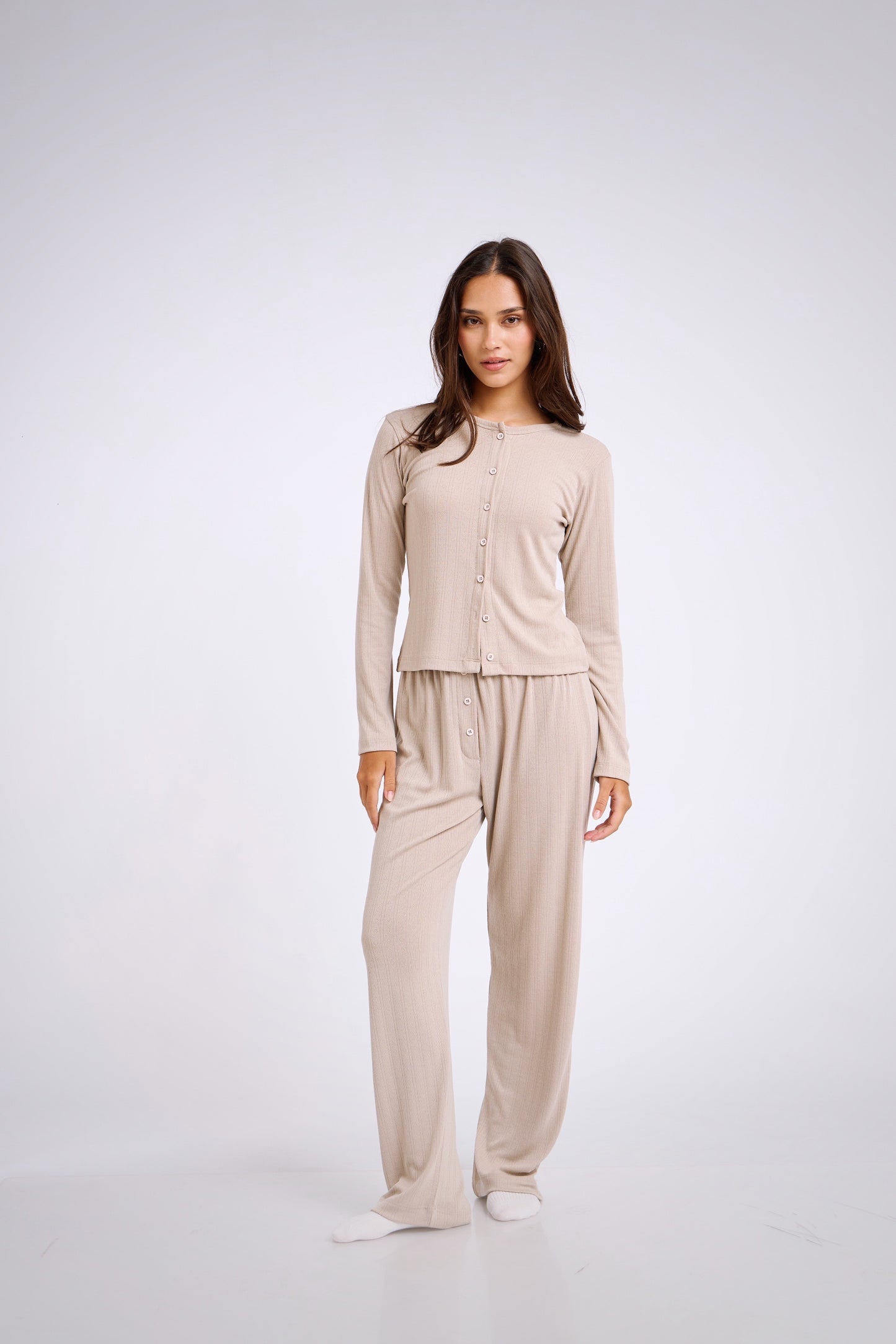 Set pointelle beige