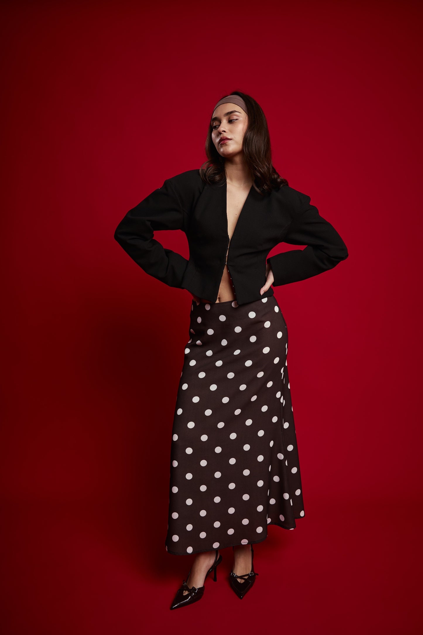 Falda polka dots marrón