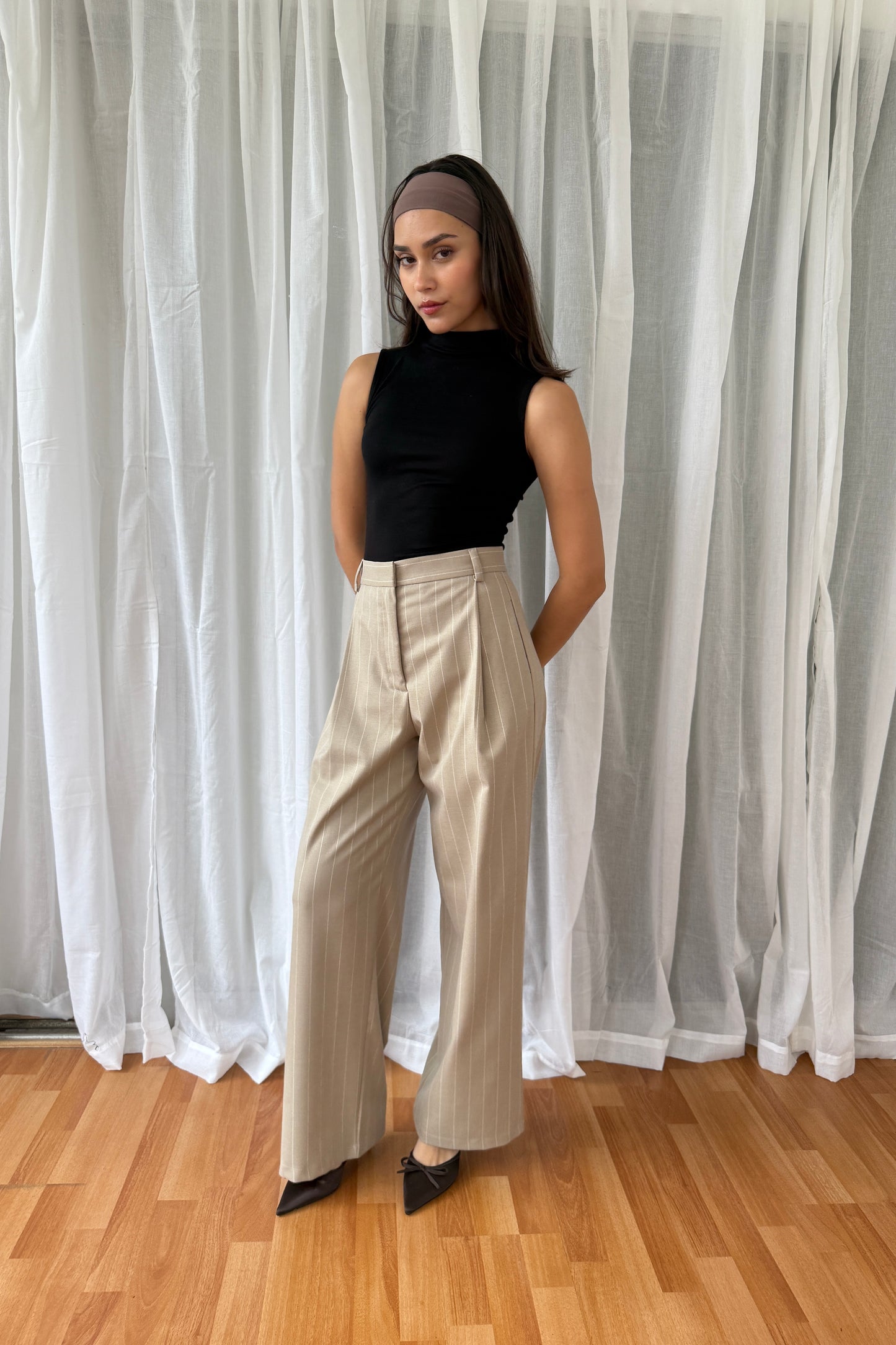 Pantalón de rayas crudo