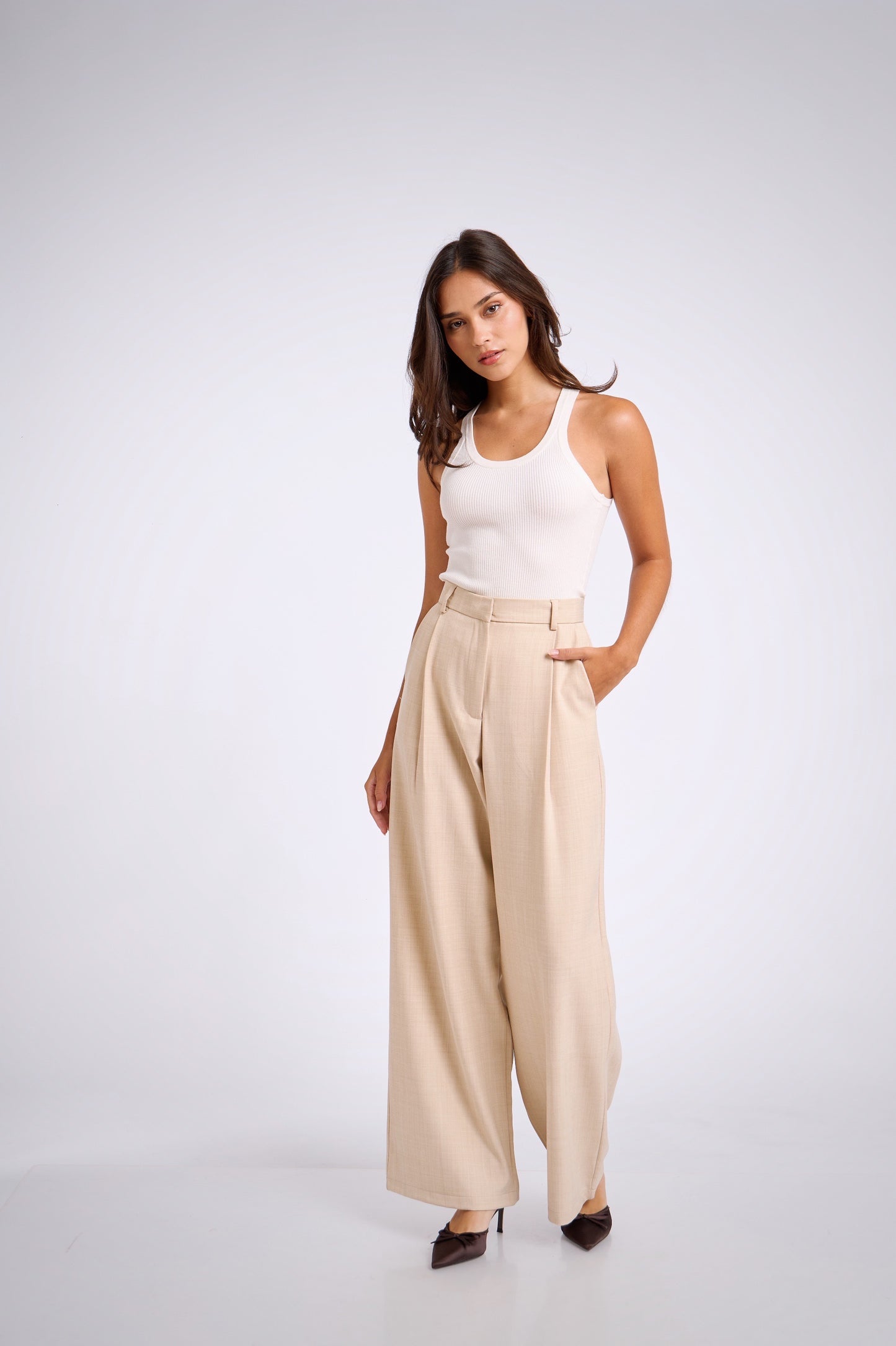 Pantalón de sastre avena - 1 pinza