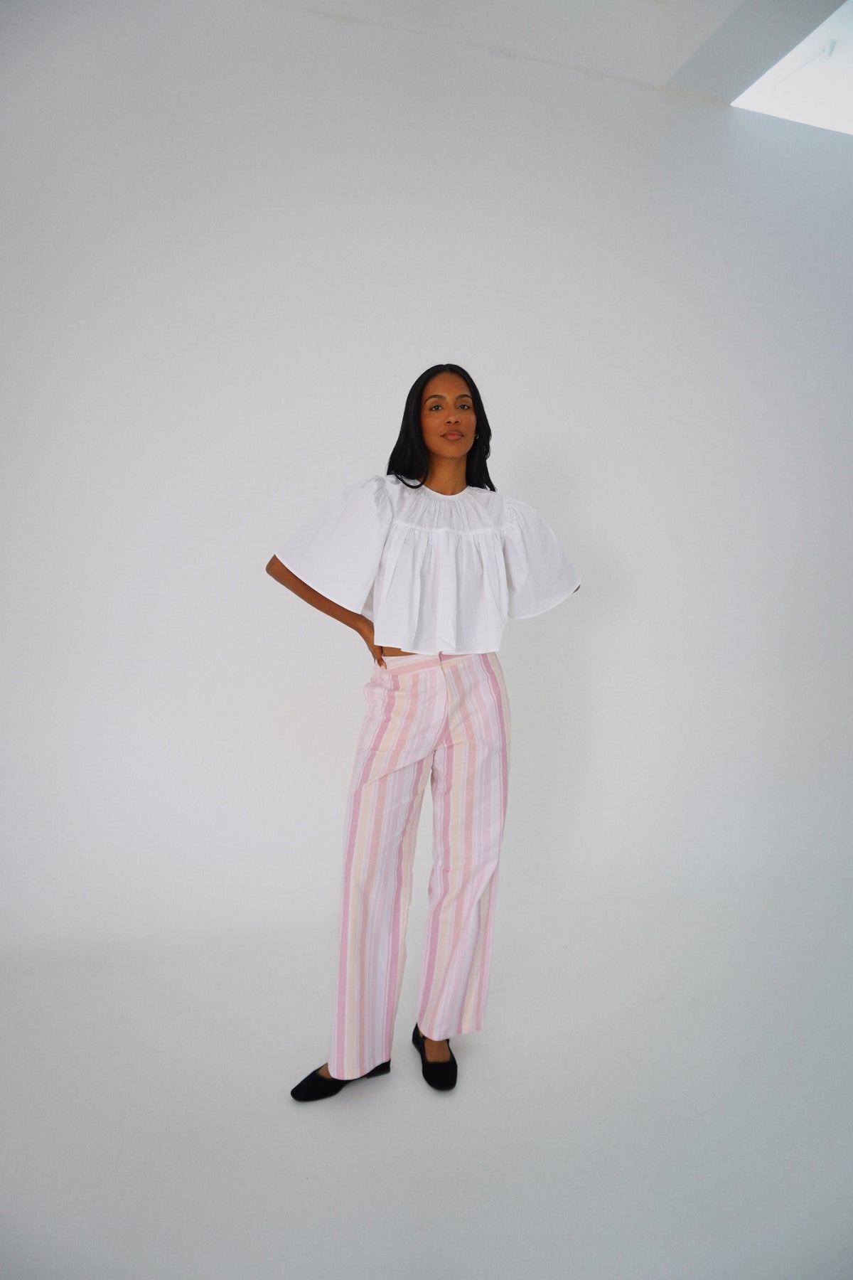 Pantalón vintage rayas rosados