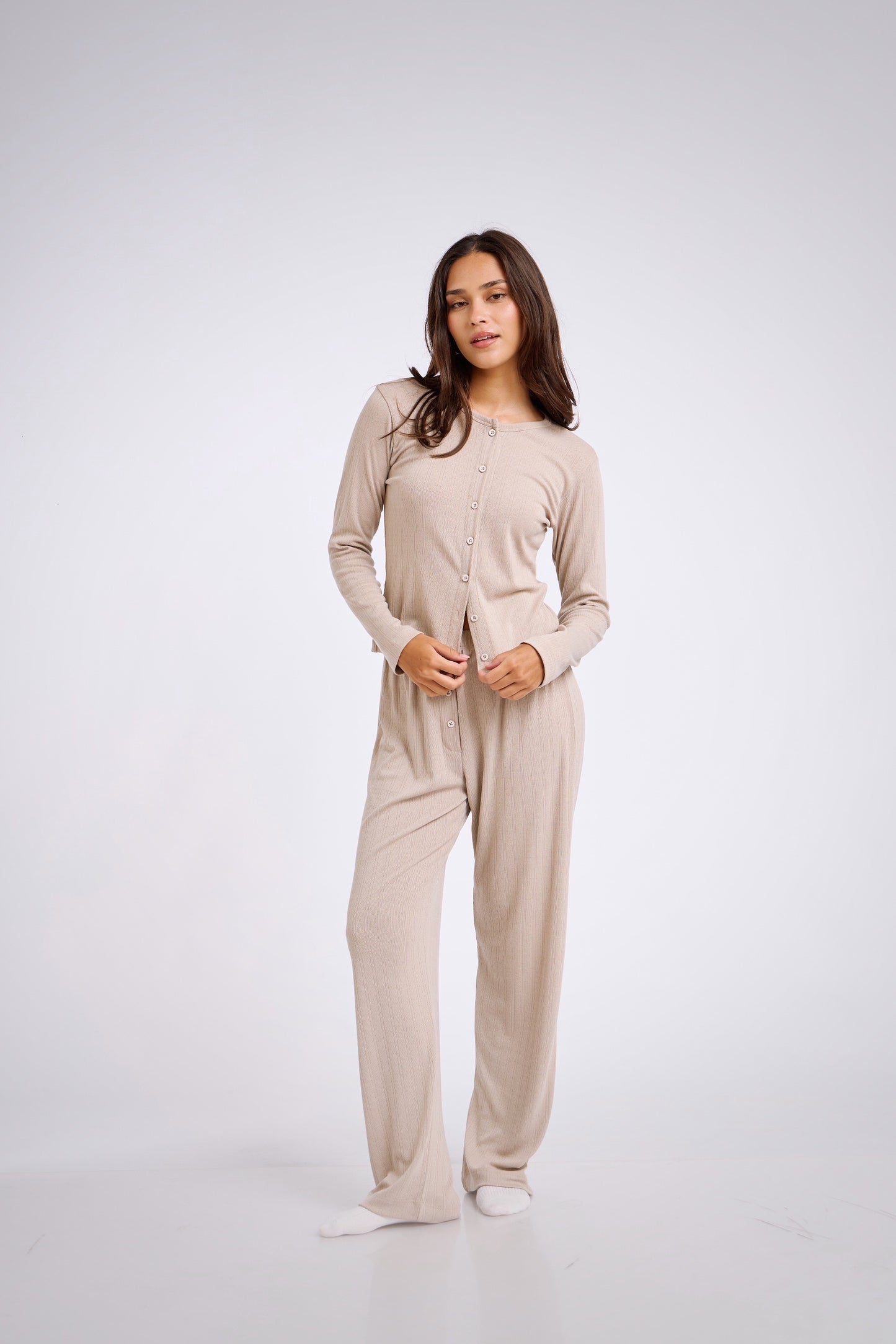 Set pointelle beige
