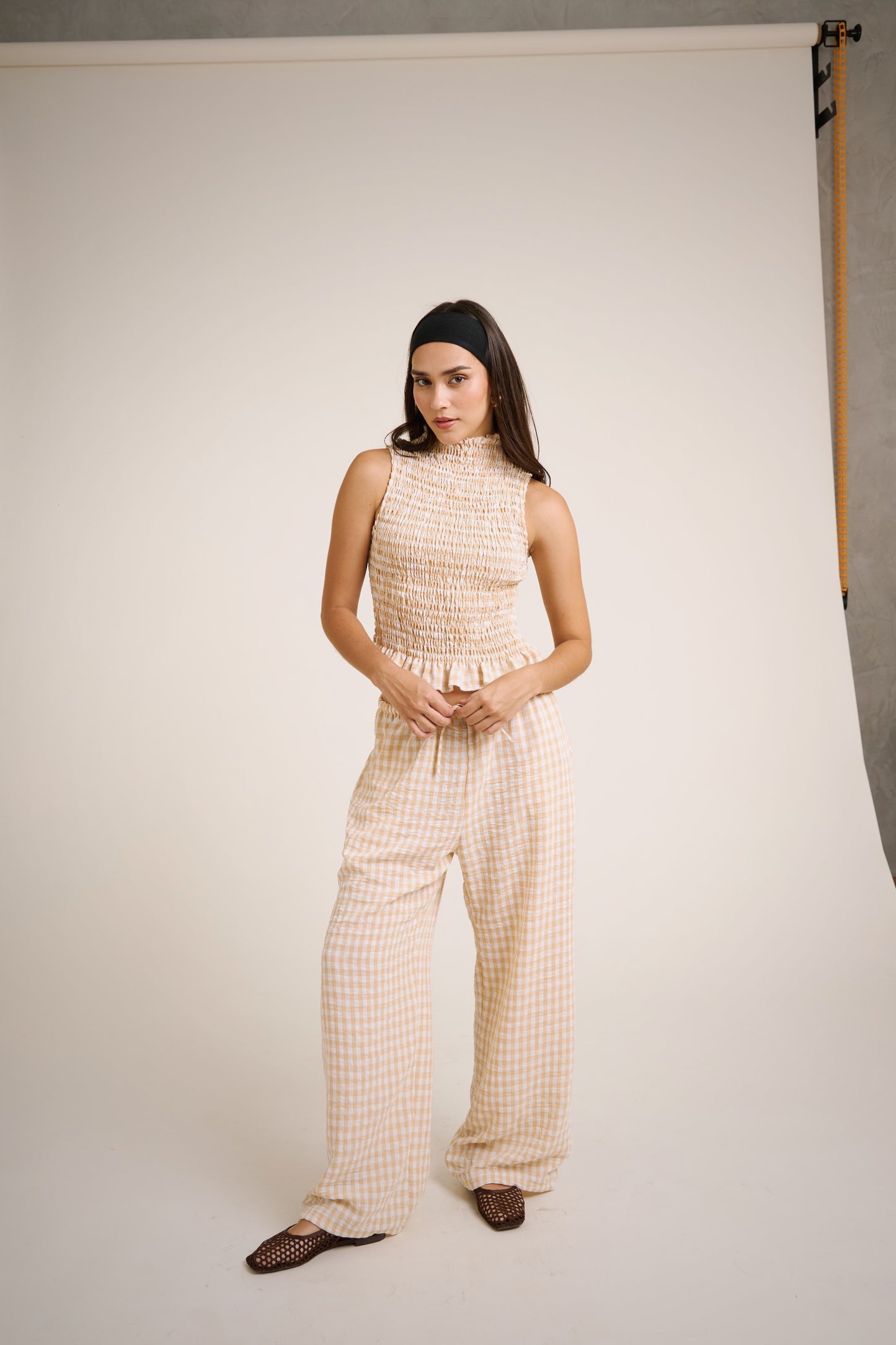 Pantalón Clara vichy amarillo