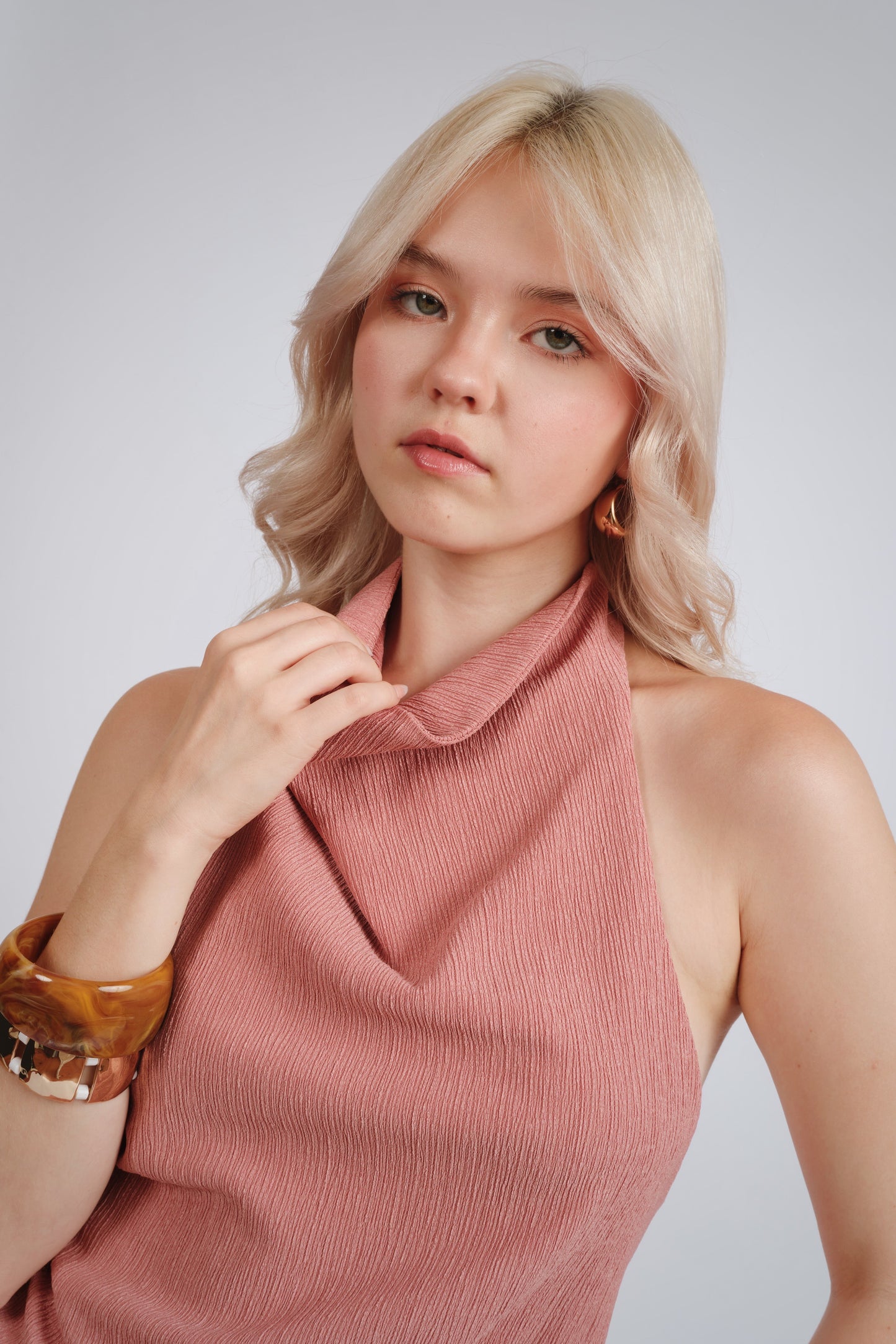 Top halter textura palo rosa