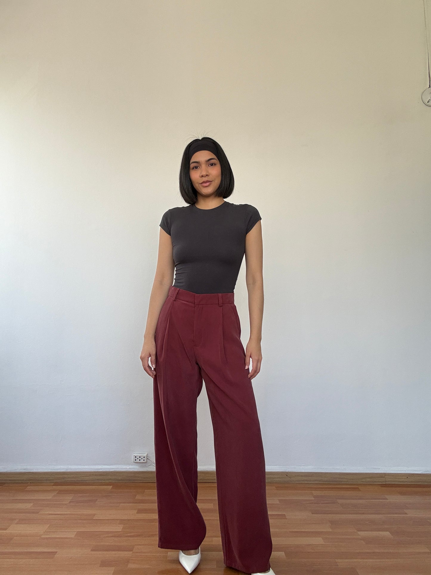 Pantalón fluido palo rosa