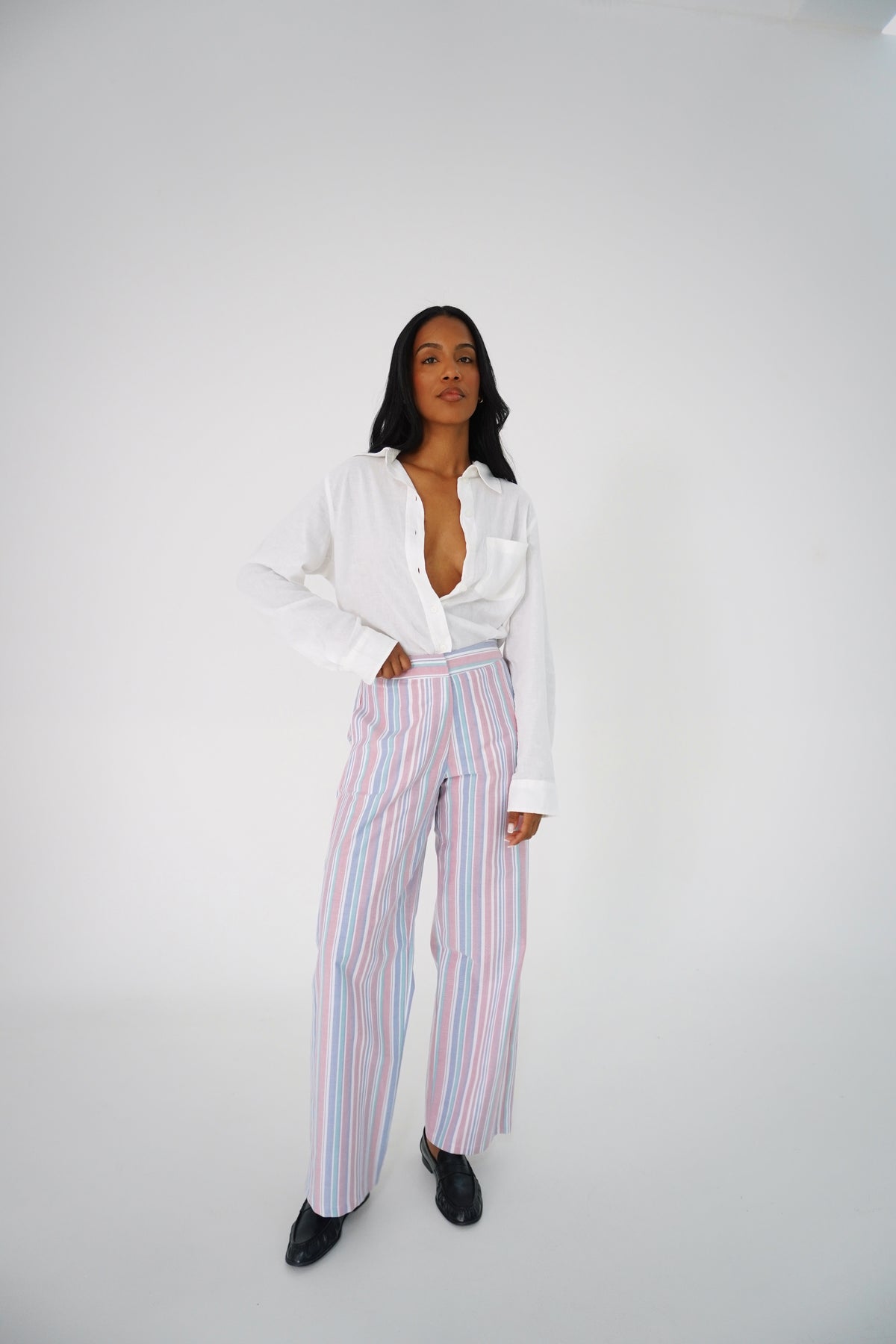 Pantalón vintage rayas azules