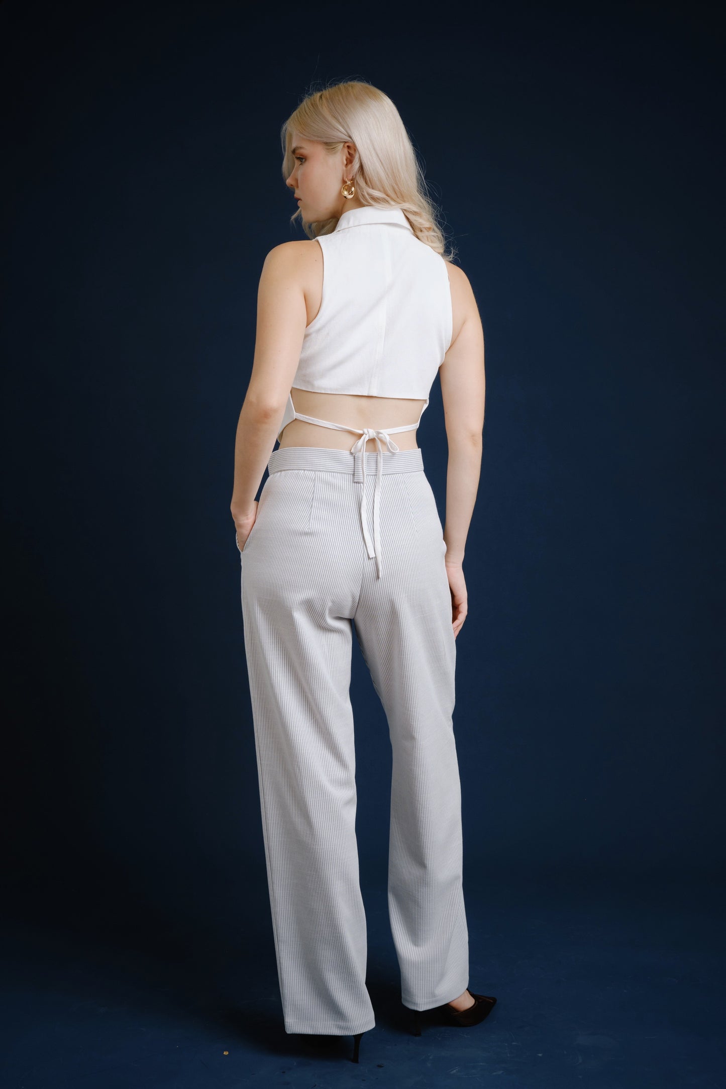 Pantalón clásico rayas celeste