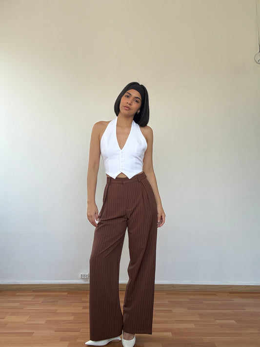 Pantalón de rayas canela