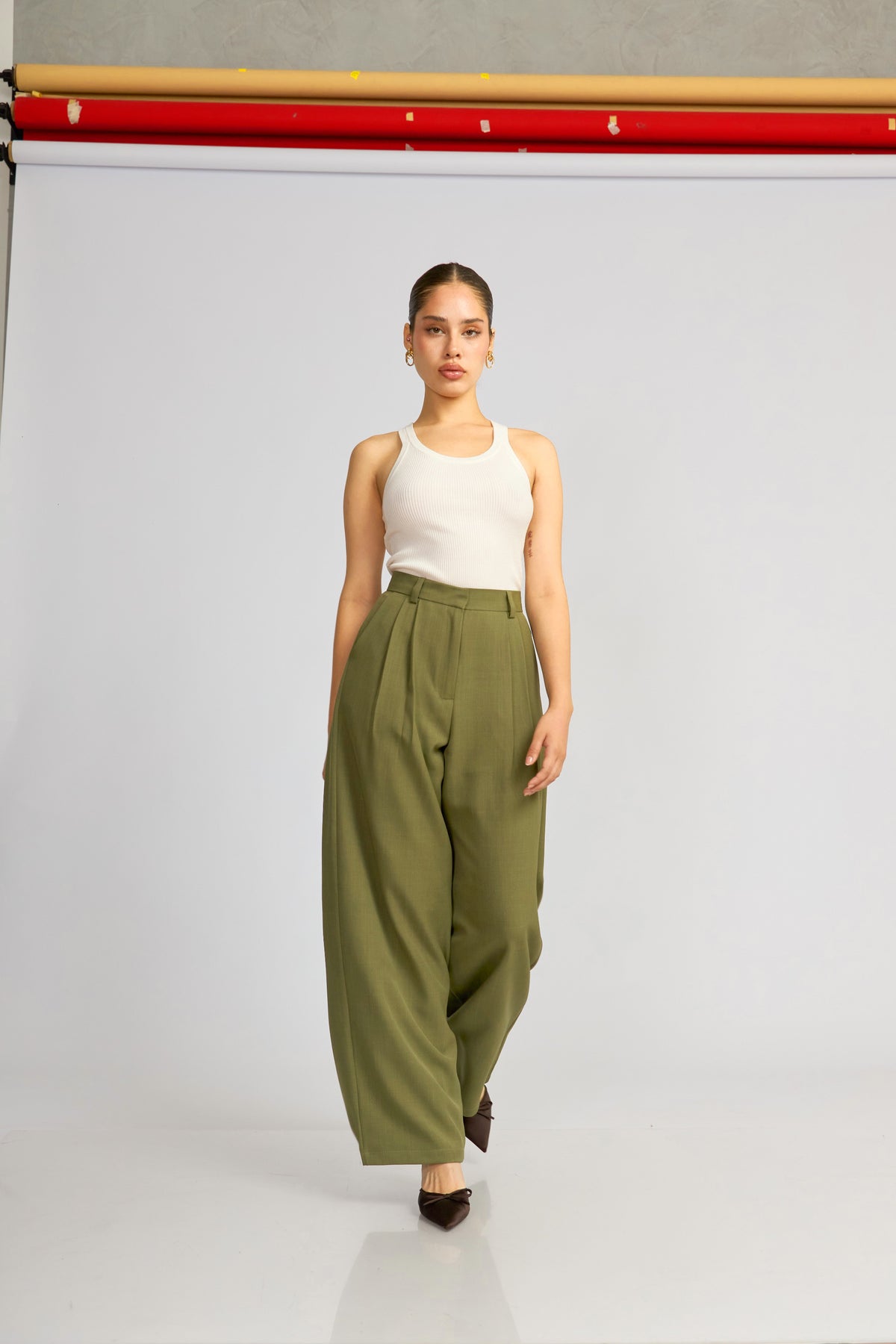 Pantalón de sastre verde oliva
