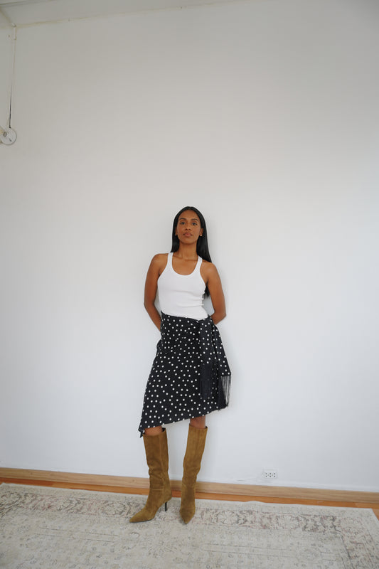 Falda asimétrica Polka negro