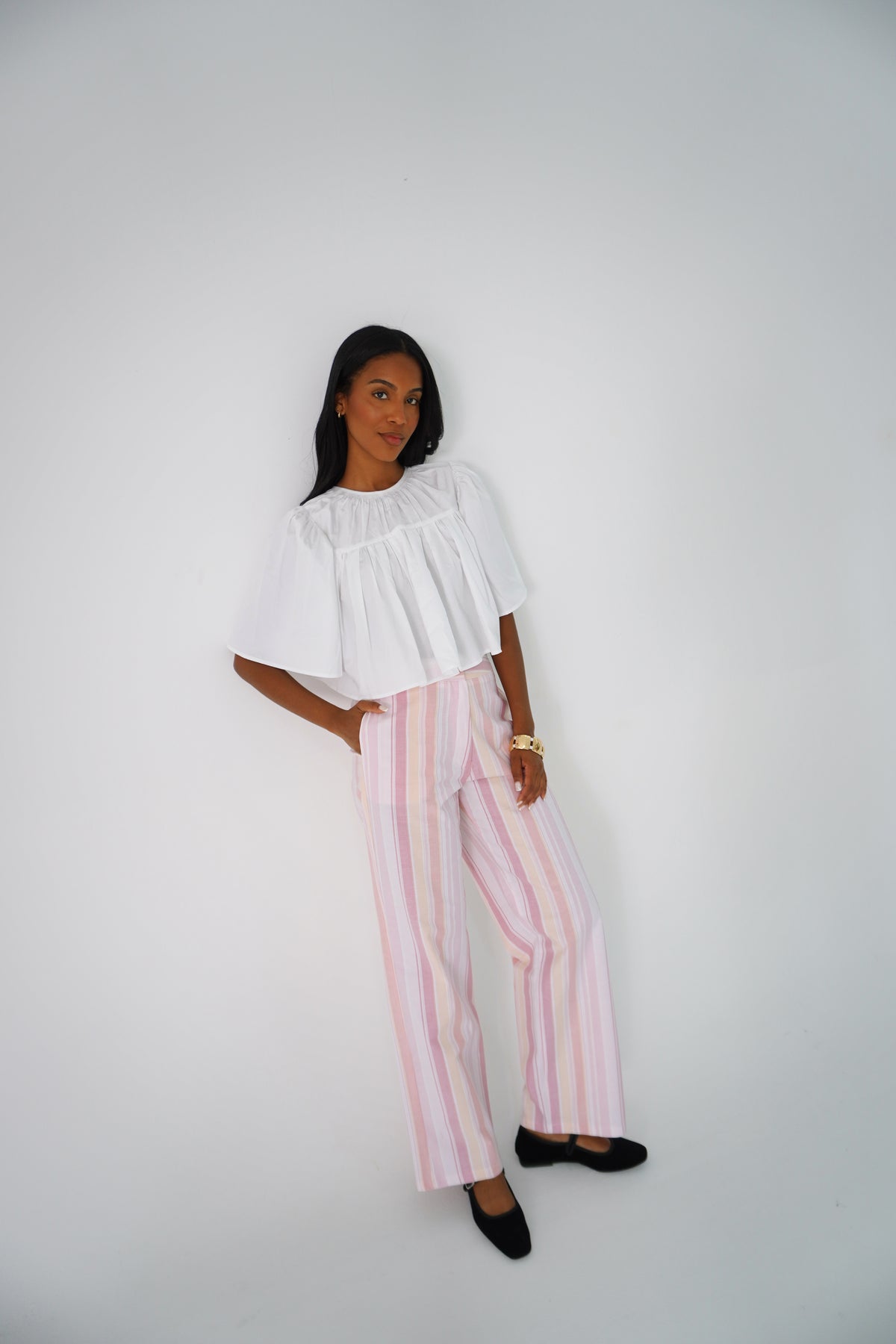 Pantalón vintage rayas rosados