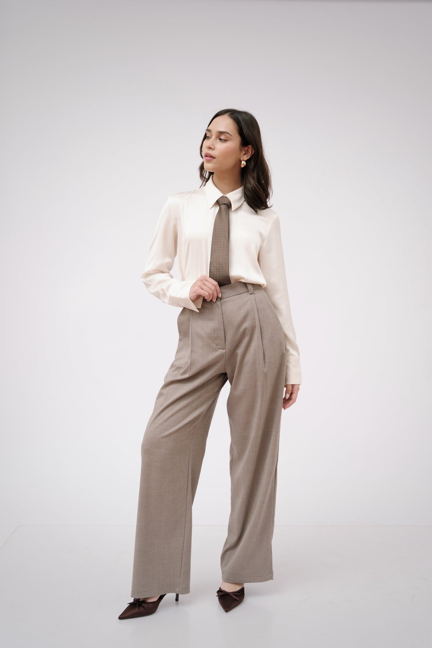 Pantalón jaspeado gris/beige