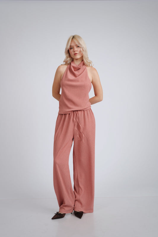 Pantalón básico textura palo rosa