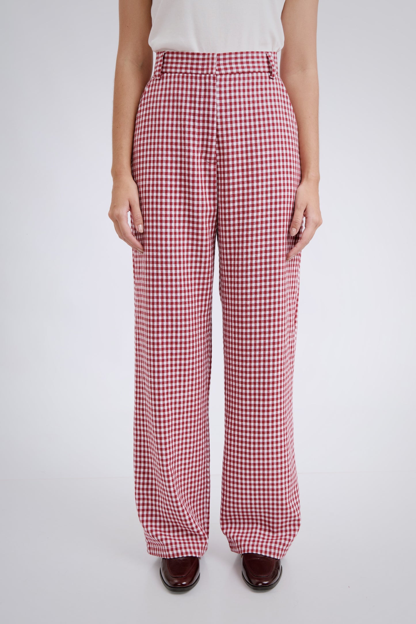 Pantalón clásico vichy rojo
