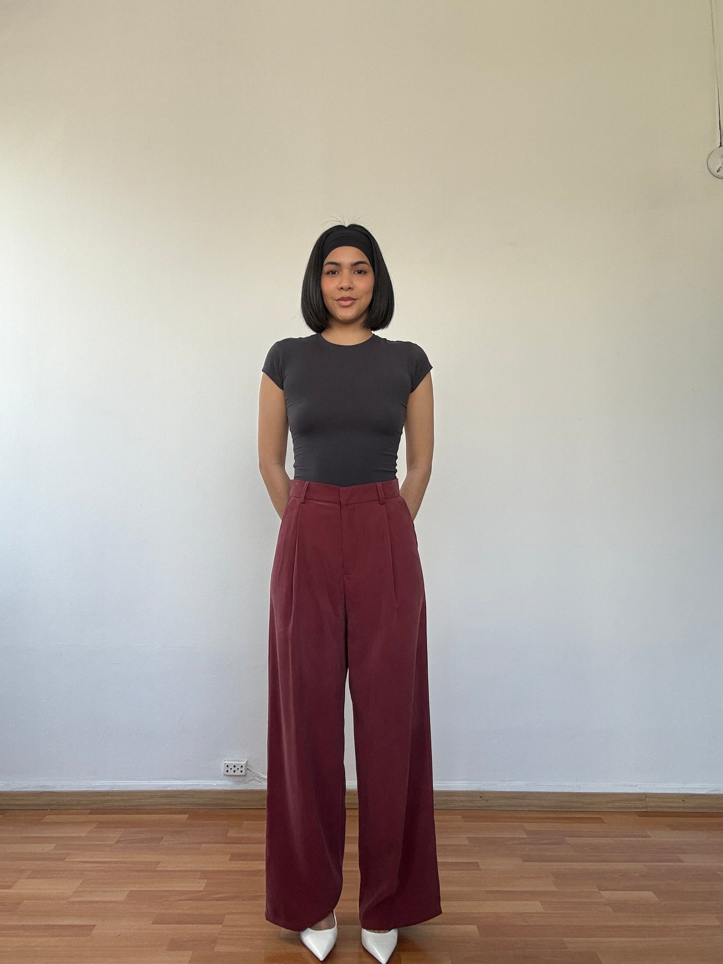 Pantalón fluido palo rosa