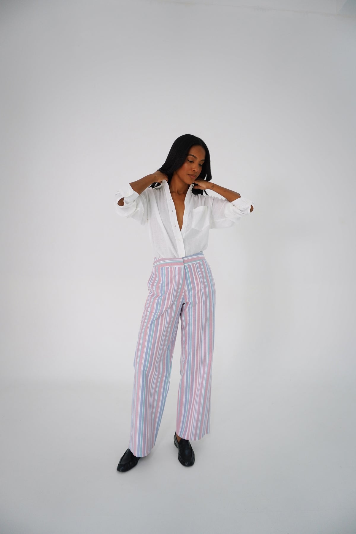 Pantalón vintage rayas azules