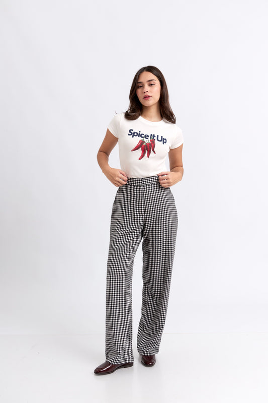 Pantalón clásico vichy negro