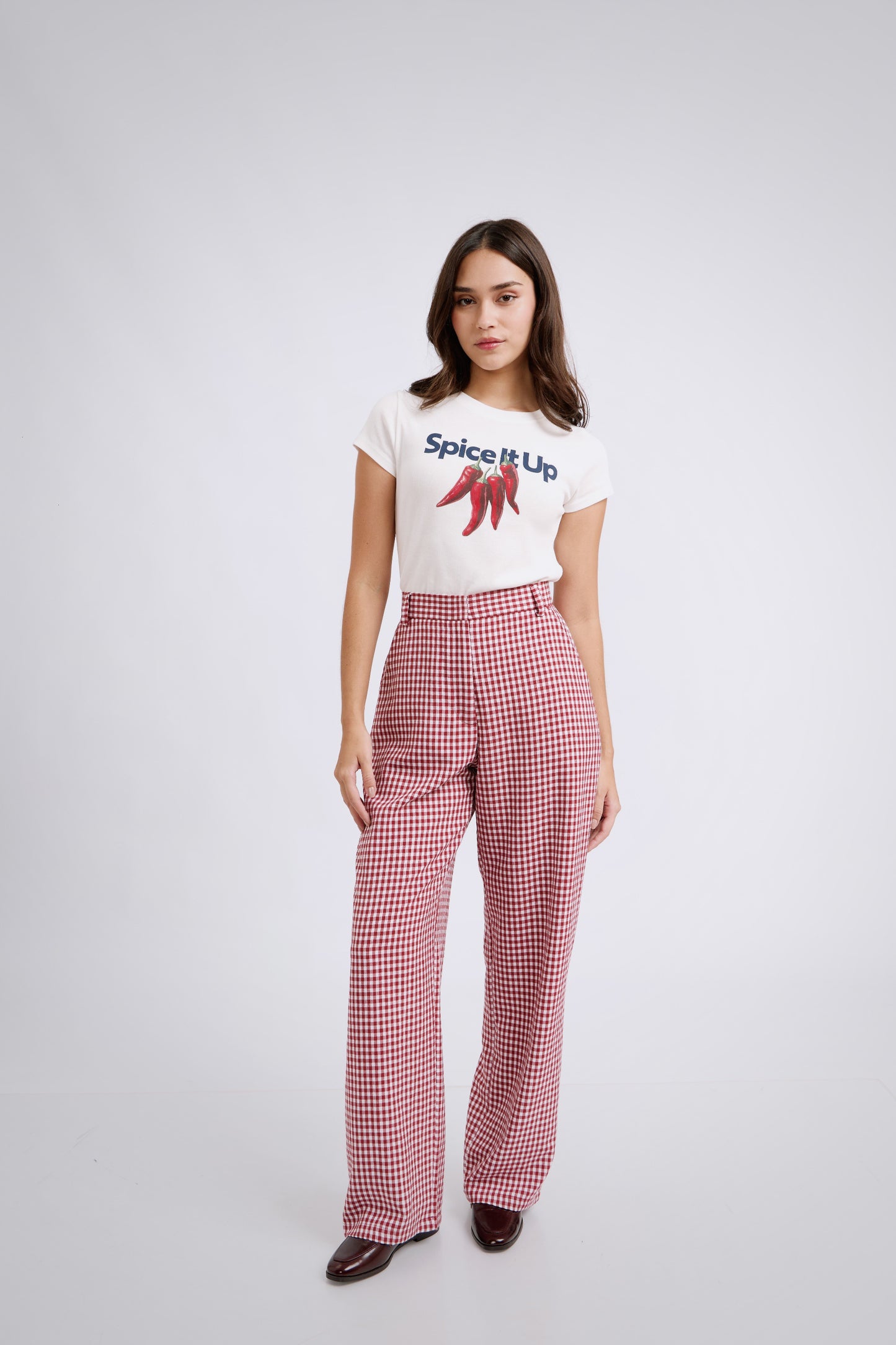 Pantalón clásico vichy rojo