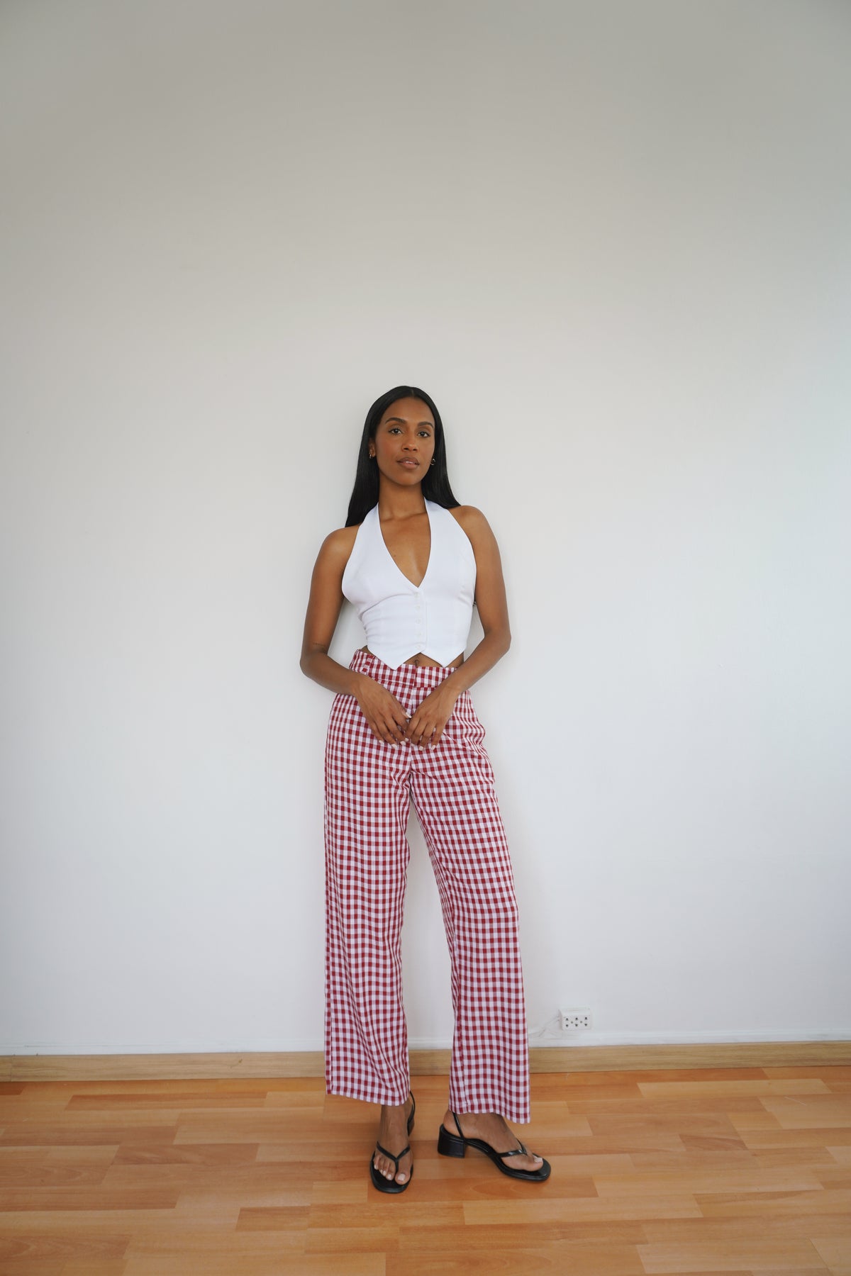 Pantalón clásico vichy rojo