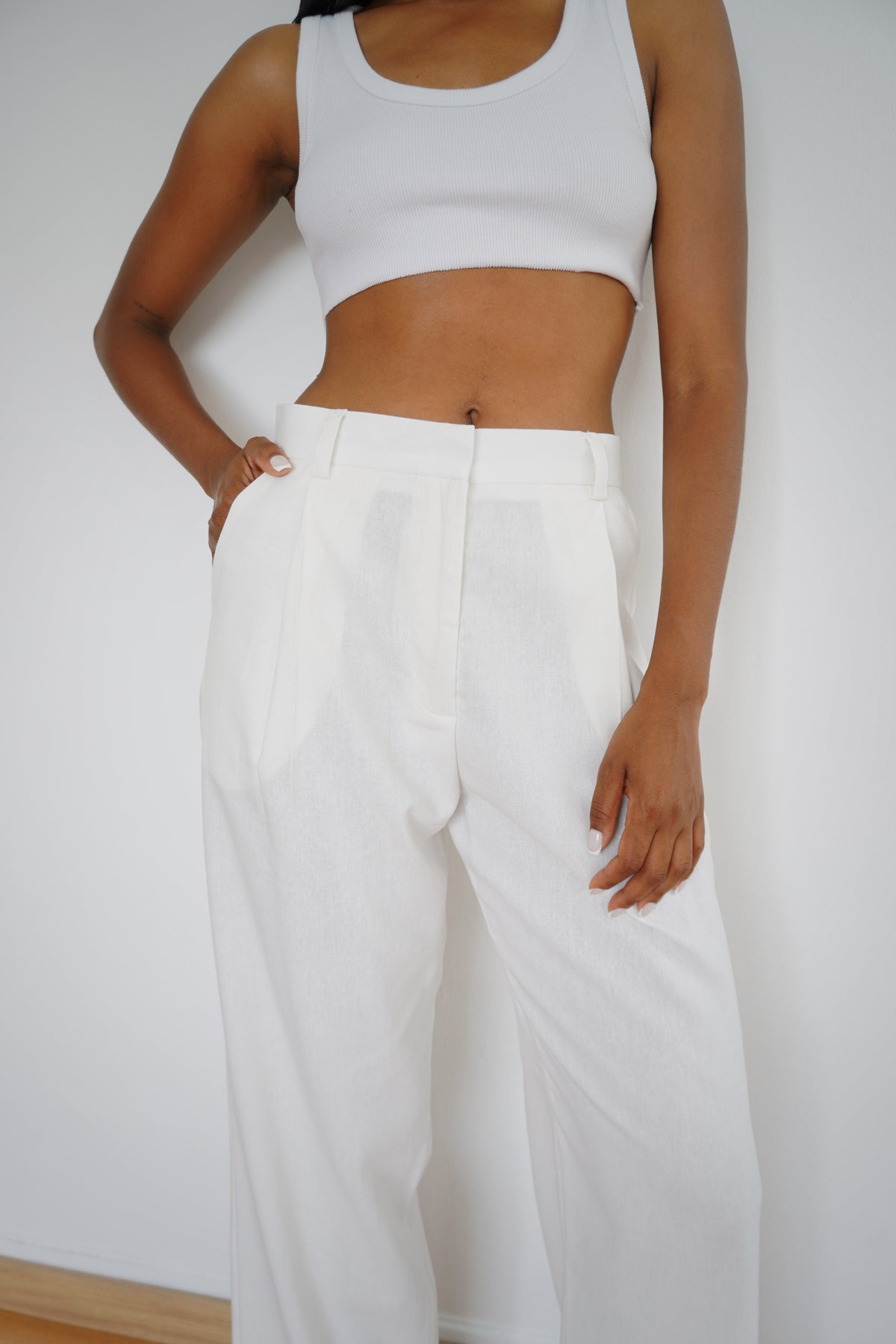 Pantalón Naomi lino perla
