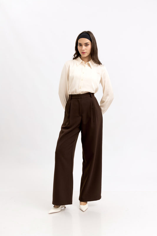 Pantalón de sastre Elisa - marrón oscuro
