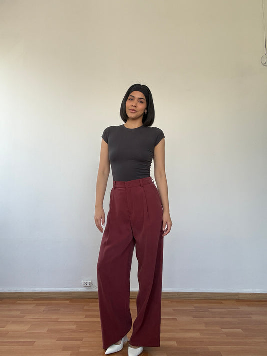 Pantalón fluido palo rosa