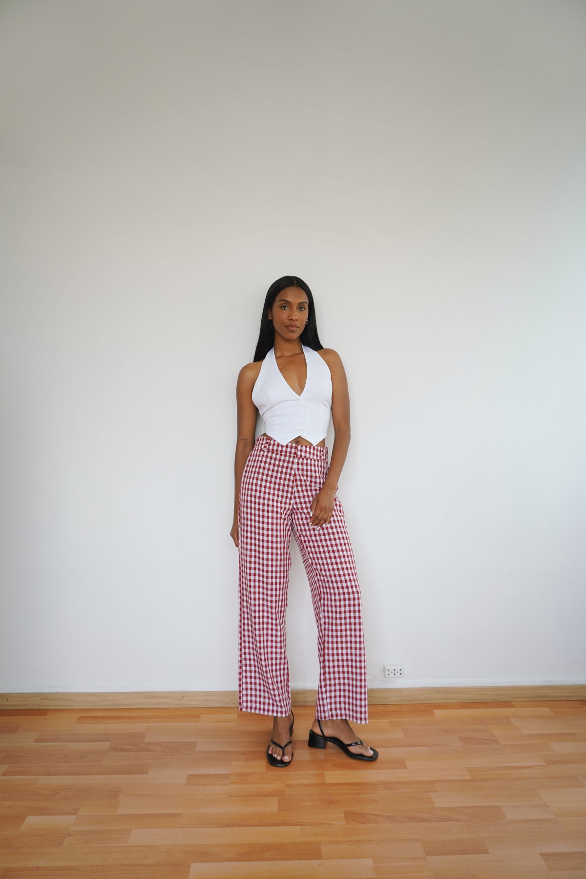 Pantalón clásico vichy rojo