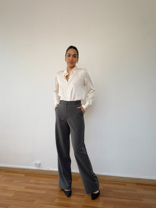 Pantalón clásico rayas grafito