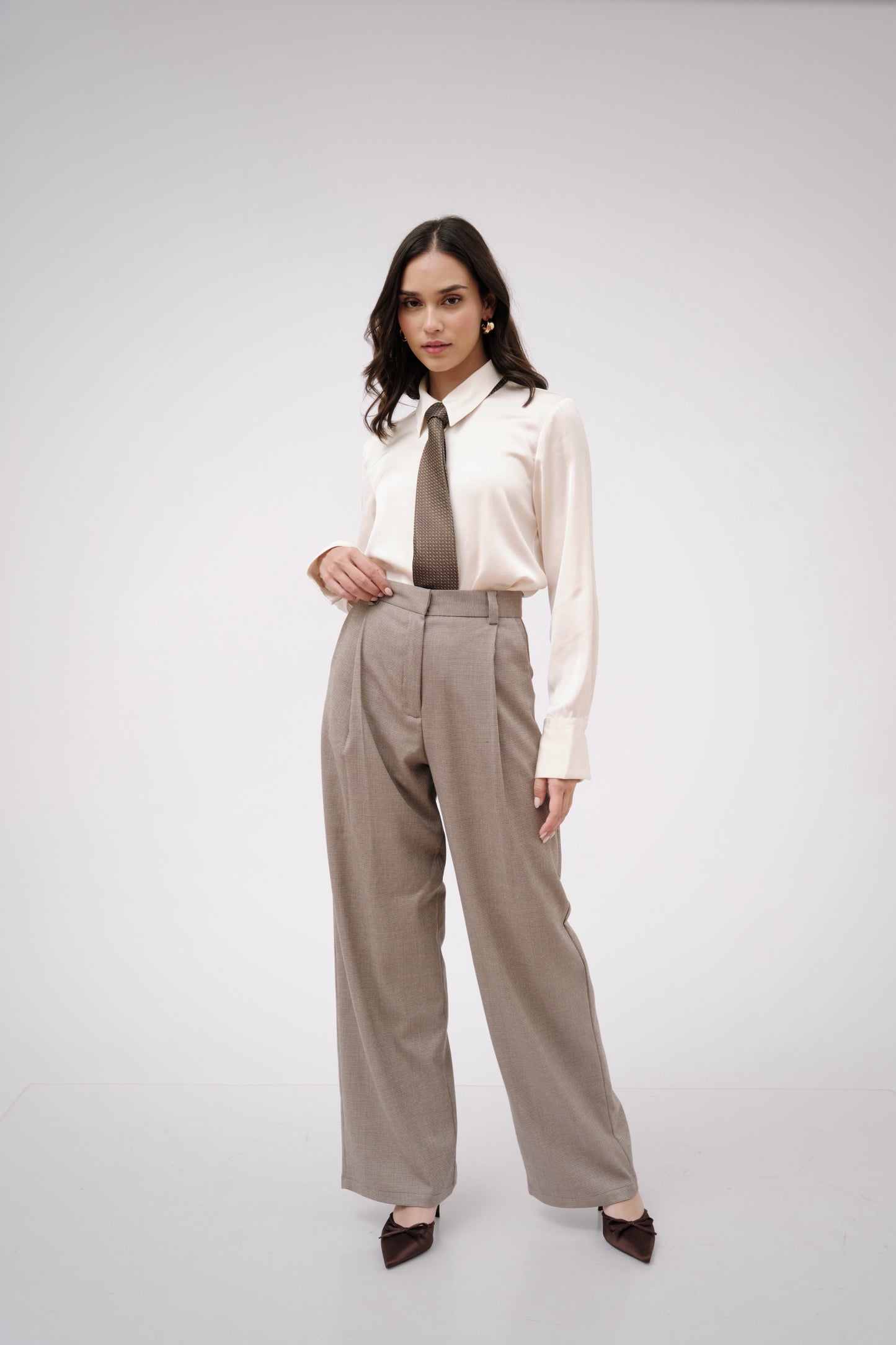 Pantalón jaspeado gris/beige
