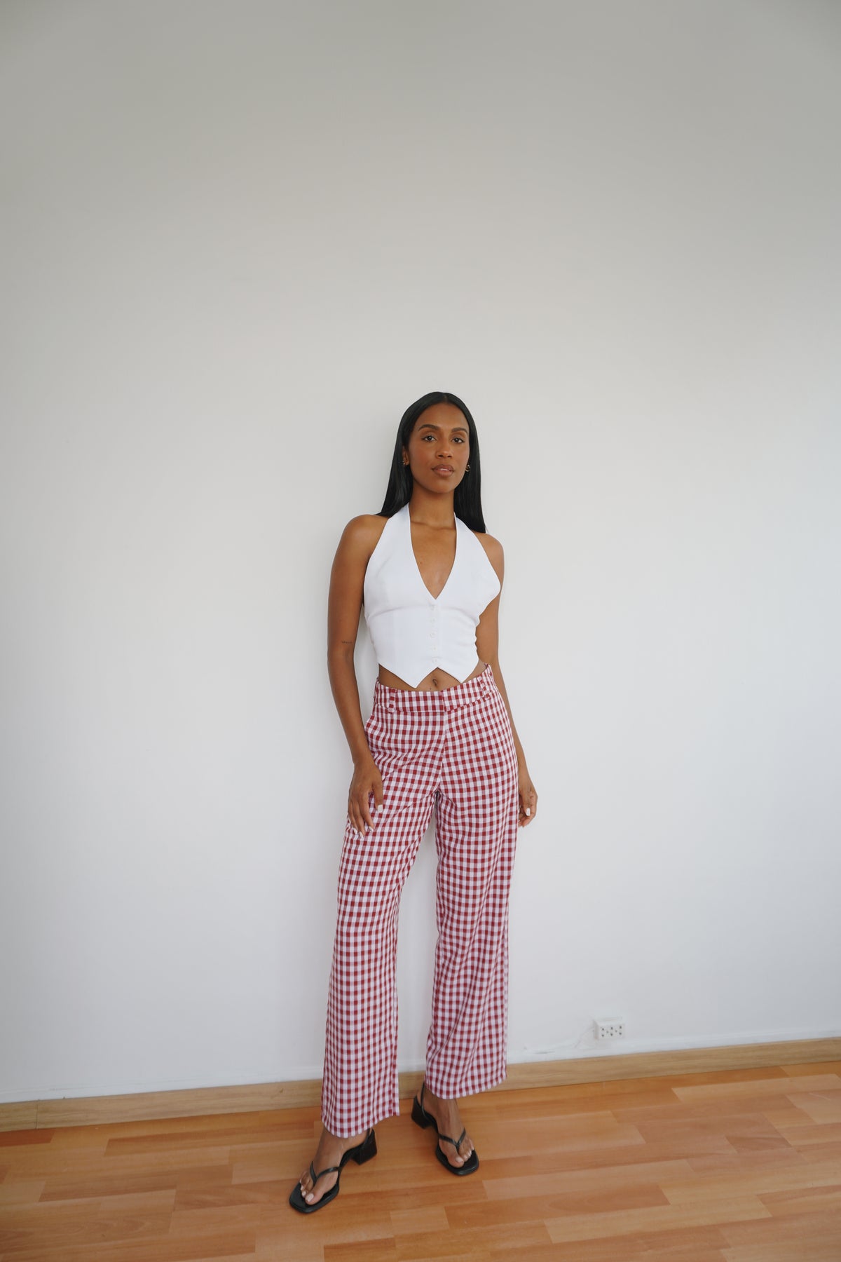 Pantalón clásico vichy rojo