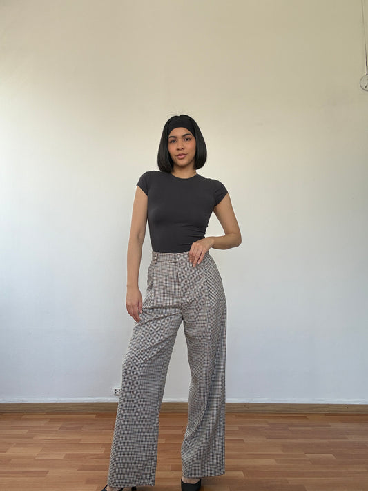 Pantalón de twill cuadros claro