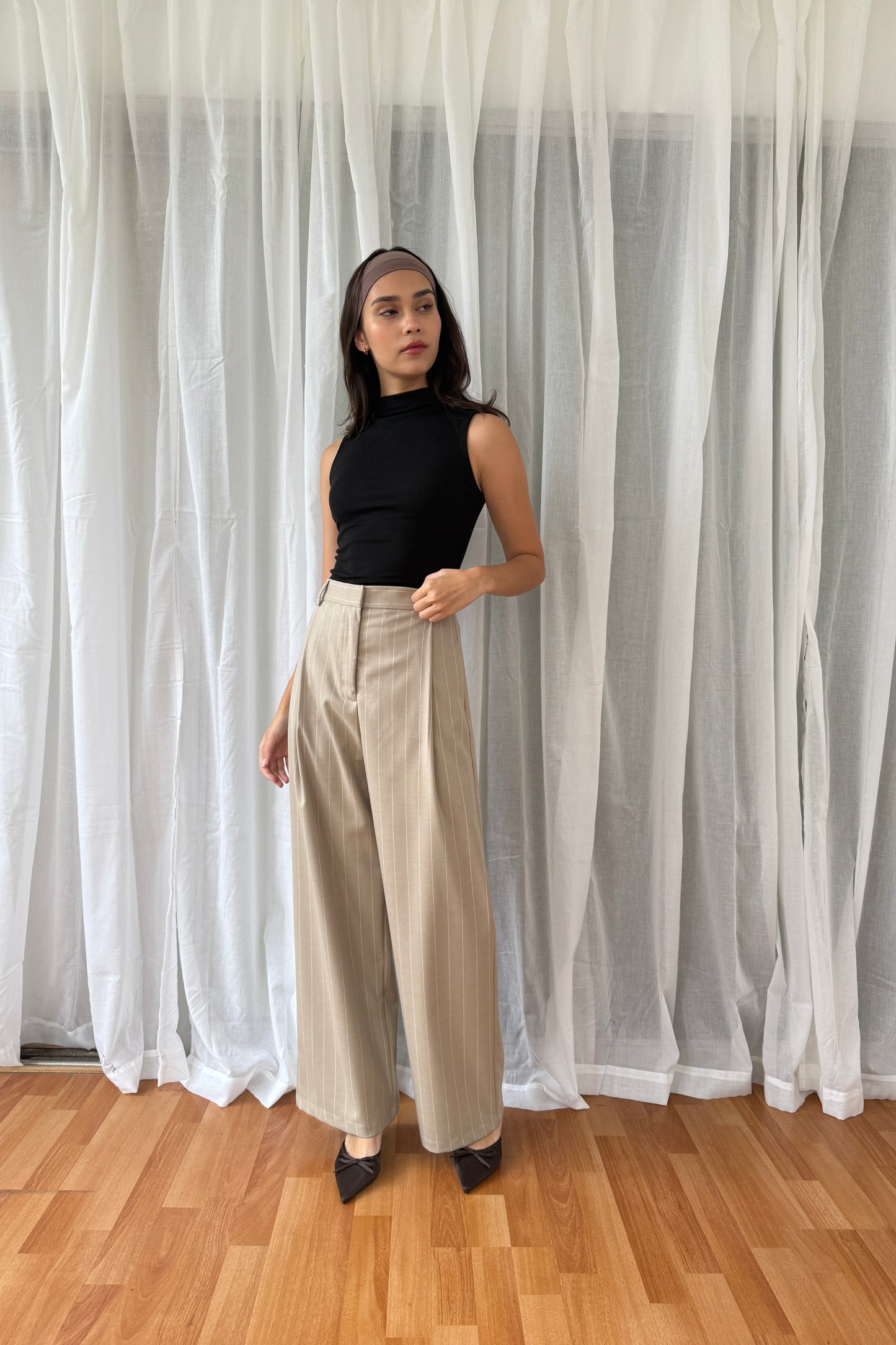 Pantalón de rayas crudo