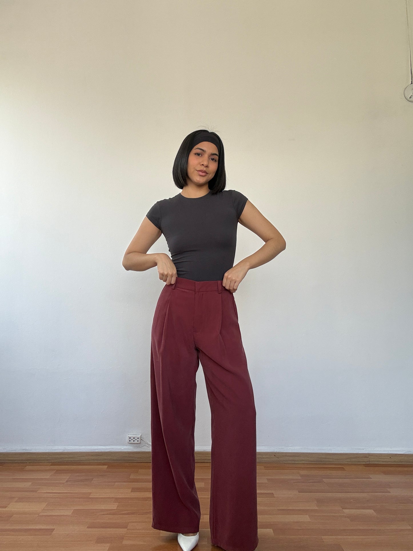 Pantalón fluido palo rosa