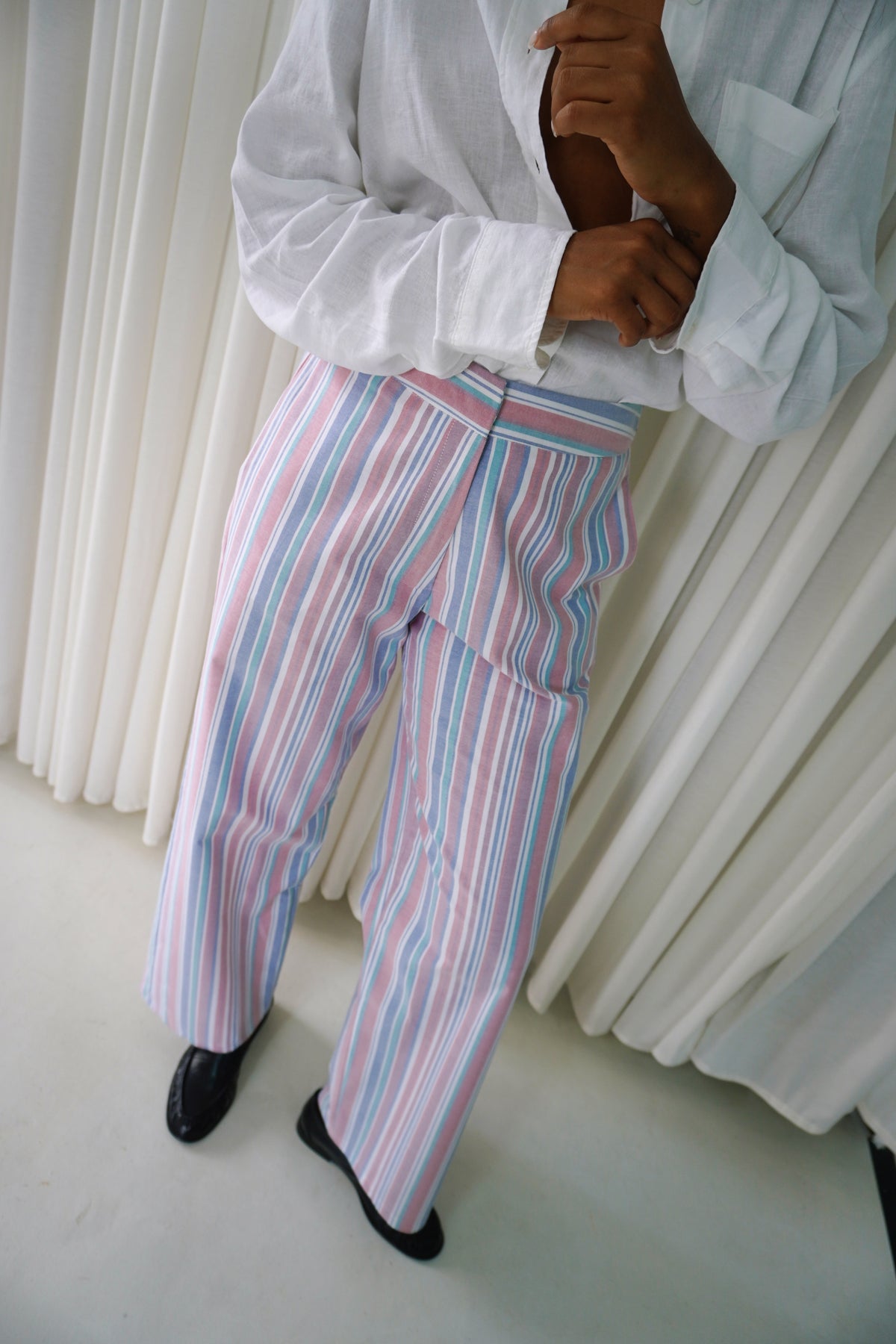 Pantalón vintage rayas azules