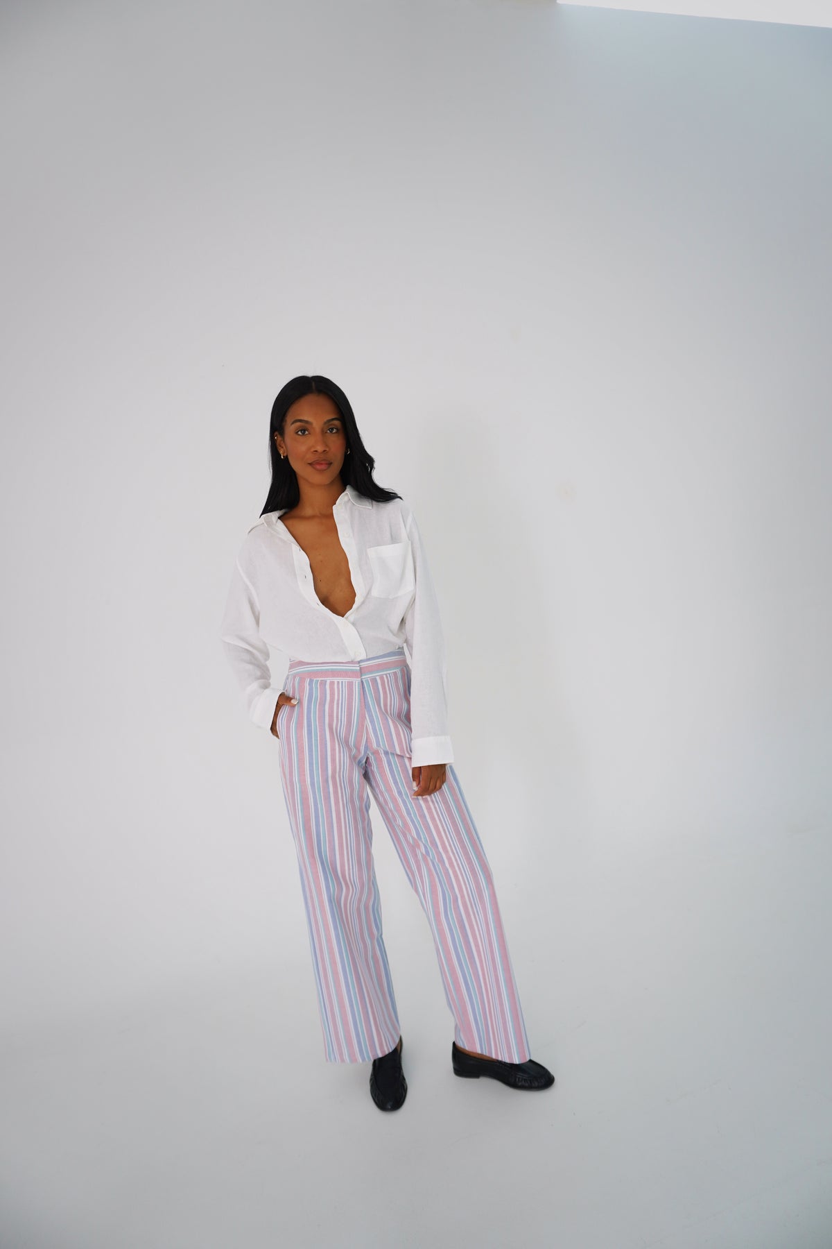 Pantalón vintage rayas azules