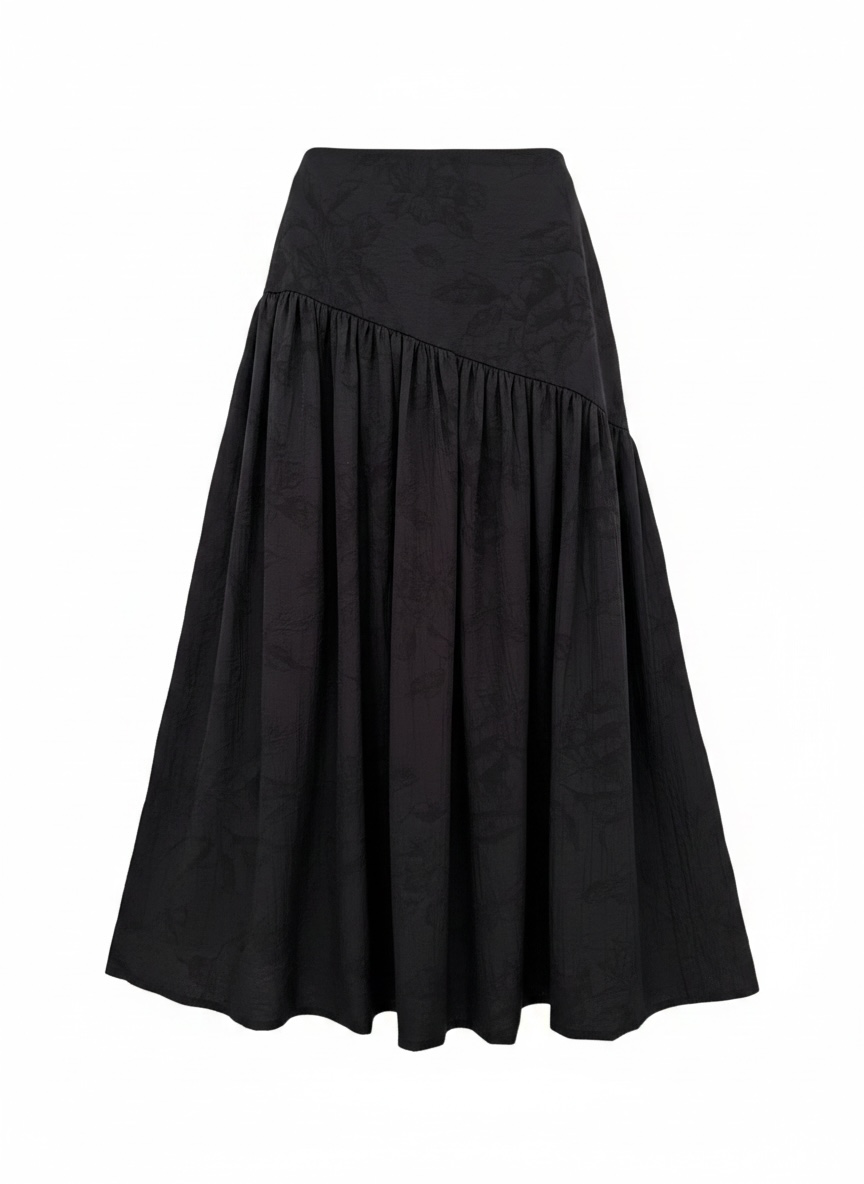Falda asimetrica camelia negro- pre venta