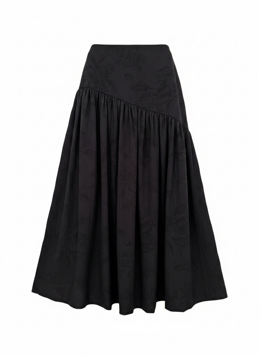 Falda asimetrica camelia negro- pre venta